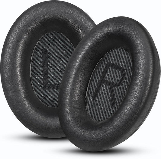 Headphones Replacement Ear Pads, Sheepskin Ear Cushions for Bose QuietComfort 35 (QC35) Improved Durability, Ear Pads Cushions with High-Density Foam, Thickness and Sound Isolation - Black