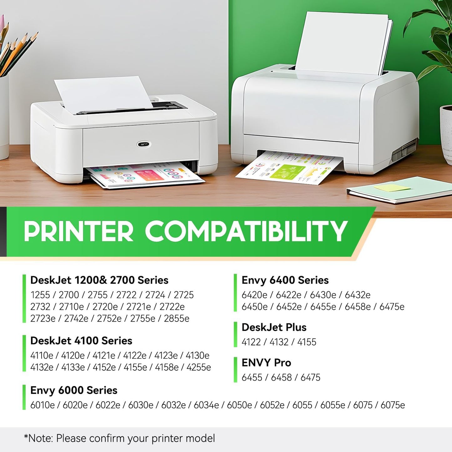 67XL Ink Cartridges Black Tri-Color Combo Pack Replacement for HP Ink 67 67XL Compatible with DeskJet 2855e 2755e 2700 2700e 2800e 4155e 4255e 2734e 4100 2827e 4100e Envy 6055e 6000 6400 6455e Printer