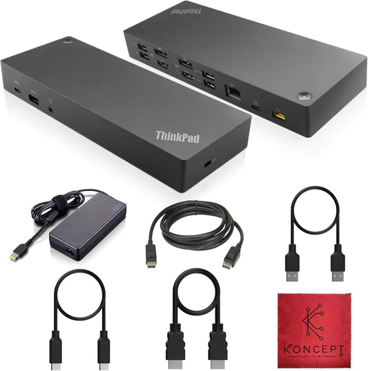 40AF0135US Lenovo Docking Station Dual Monitor Hybrid USB-C with USB-A, 135W, HDMI & DisplayPort Cable