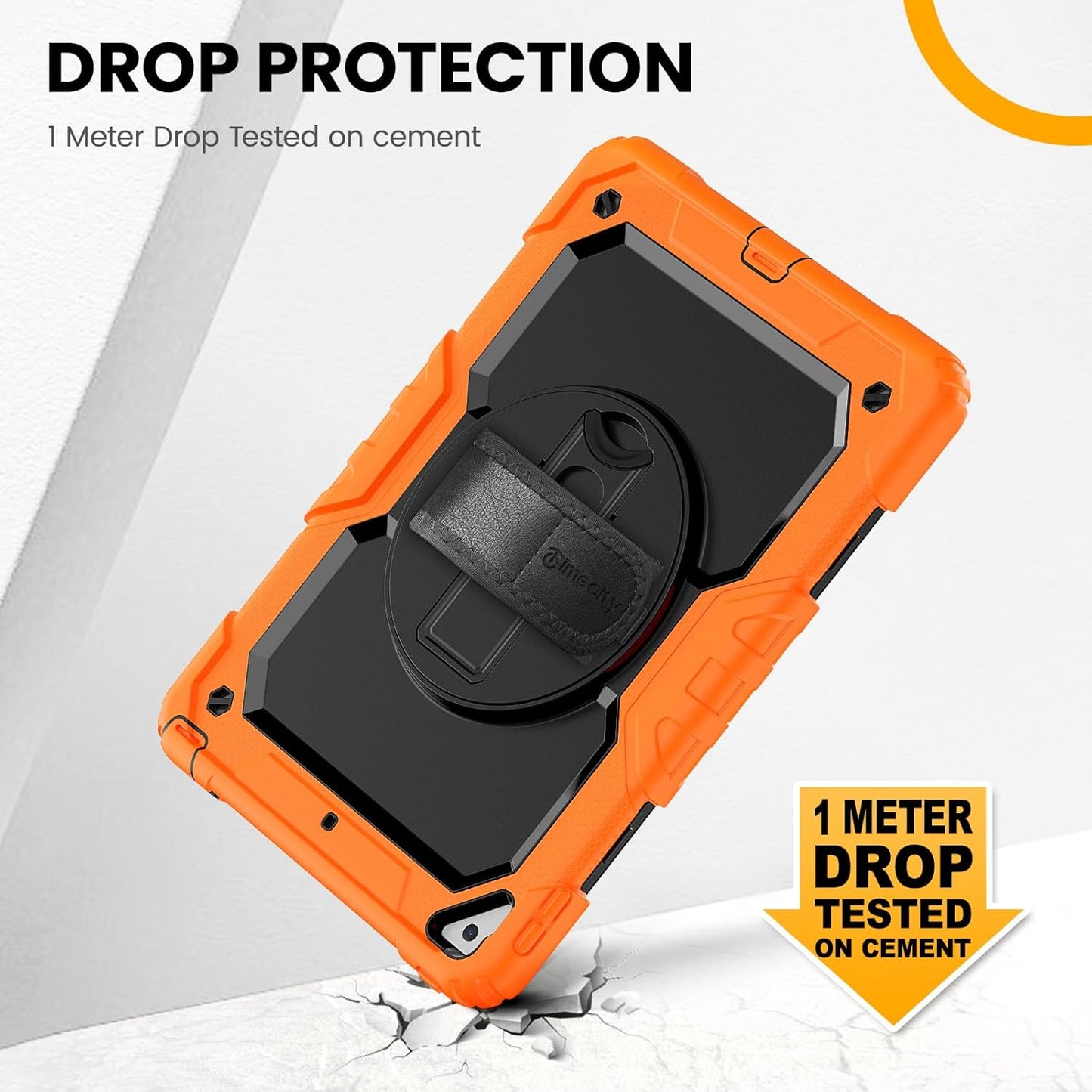 Timecity for iPad Air 3/ Pro 10.5 Inch Case, 360° Rotating Stand, Pencil Holder, Shockproof with Screen Protector & Shoulder Strap - Heavy Duty Protection Case for iPad Air 3rd Gen - Orange