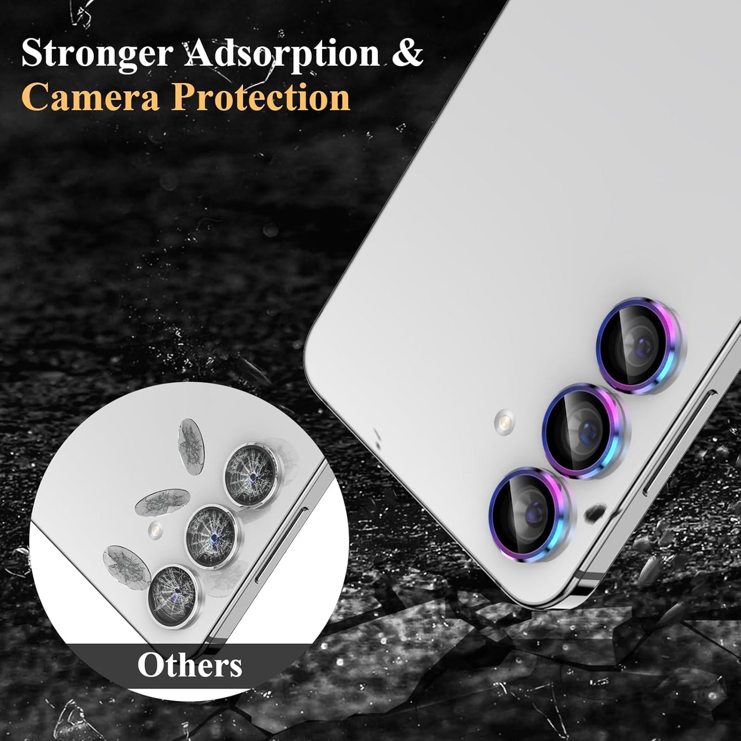 YWXTW Camera Lens Protector for Samsung Galaxy S24 Plus Accessories, 9H Tempered Glass Metal Individual Ring Camera Cover Screen Protector for S24 Plus, Case Friendly, Anti Scratch (Multi-Coloured)