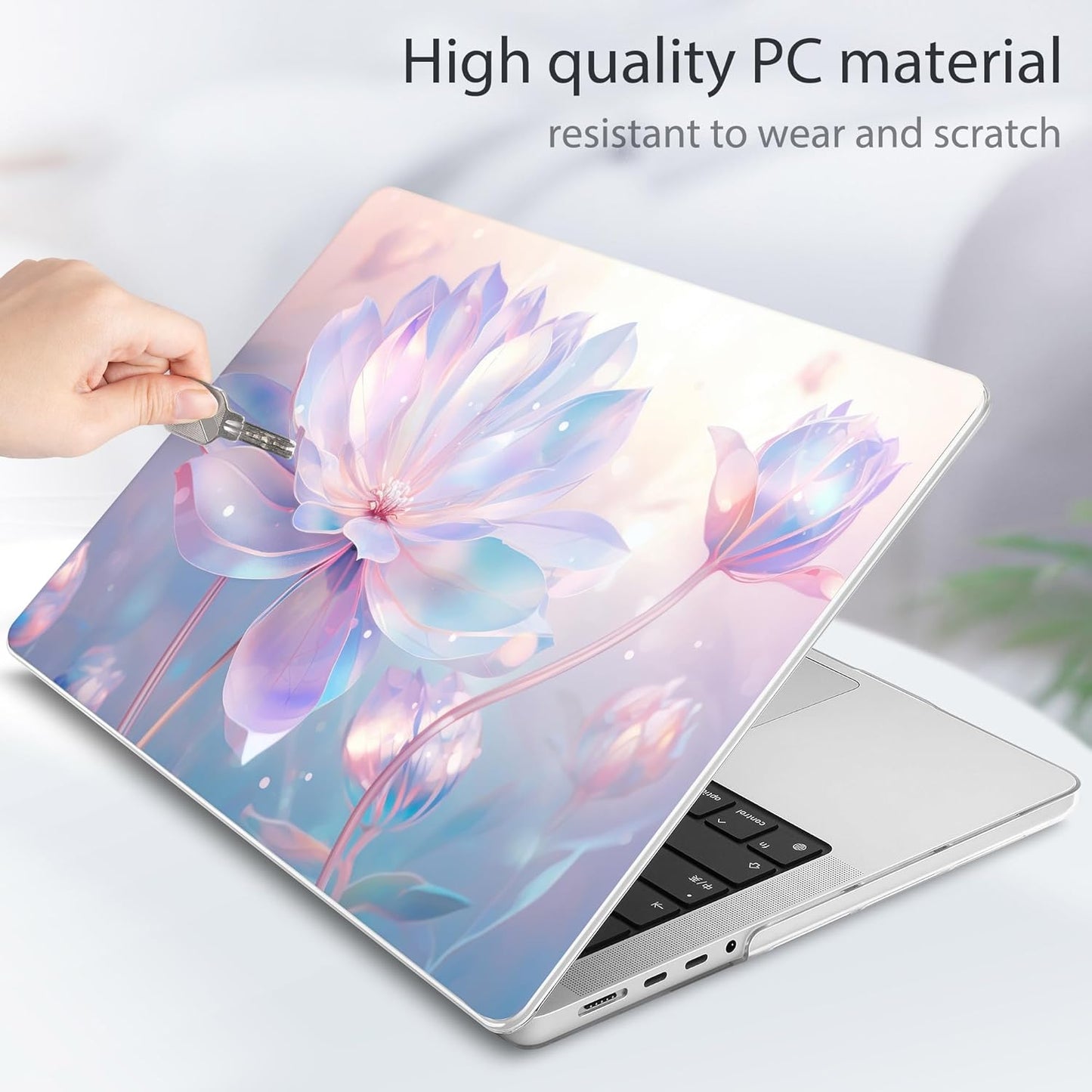 Tuiklol for MacBook Pro 14 Inch Case 2024-2021 Release M4 A3112 A3401 A3185/M3 A2918 A2992/M2 A2779/M1 A2442 Pro/Max,Hard Shell Case with Keyboard Cover & Screen Protector for Touch ID,Winter Flower