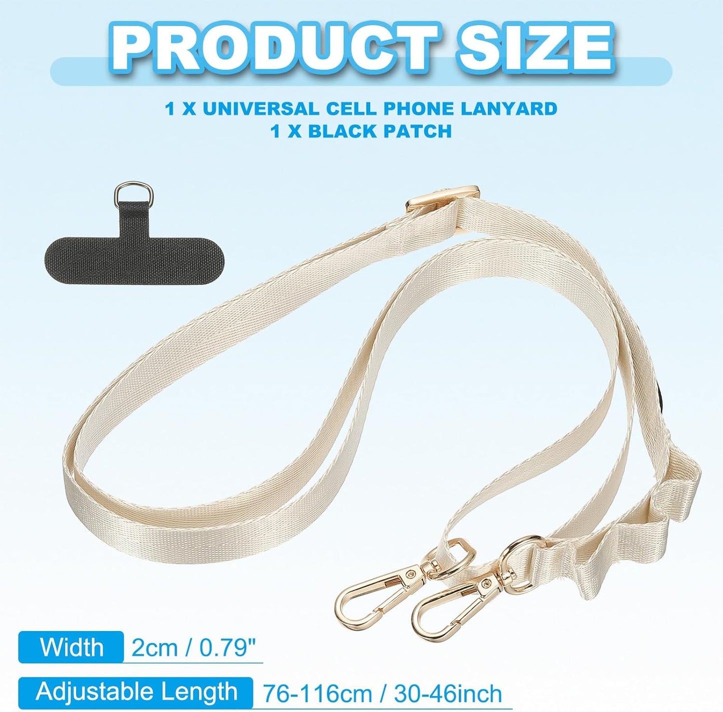 PATIKIL Universal Cell Phone Lanyard, Adjustable Crossbody Phone Strap Anti-Theft Polyester Neck Lanyard with Patches for Concerts Gym Travel Secure Hands-Free Carry, White