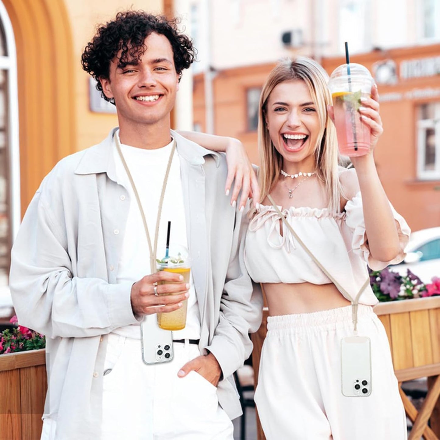 3 Pack Phone Lanyard,1×Phone crossbody strap,1×Phone Neck Strap,1×Wrist Strap,3×Tether Tabs,Universal Cell Phone Multifuctional Patch Polyester Lanyards(Light Camel)