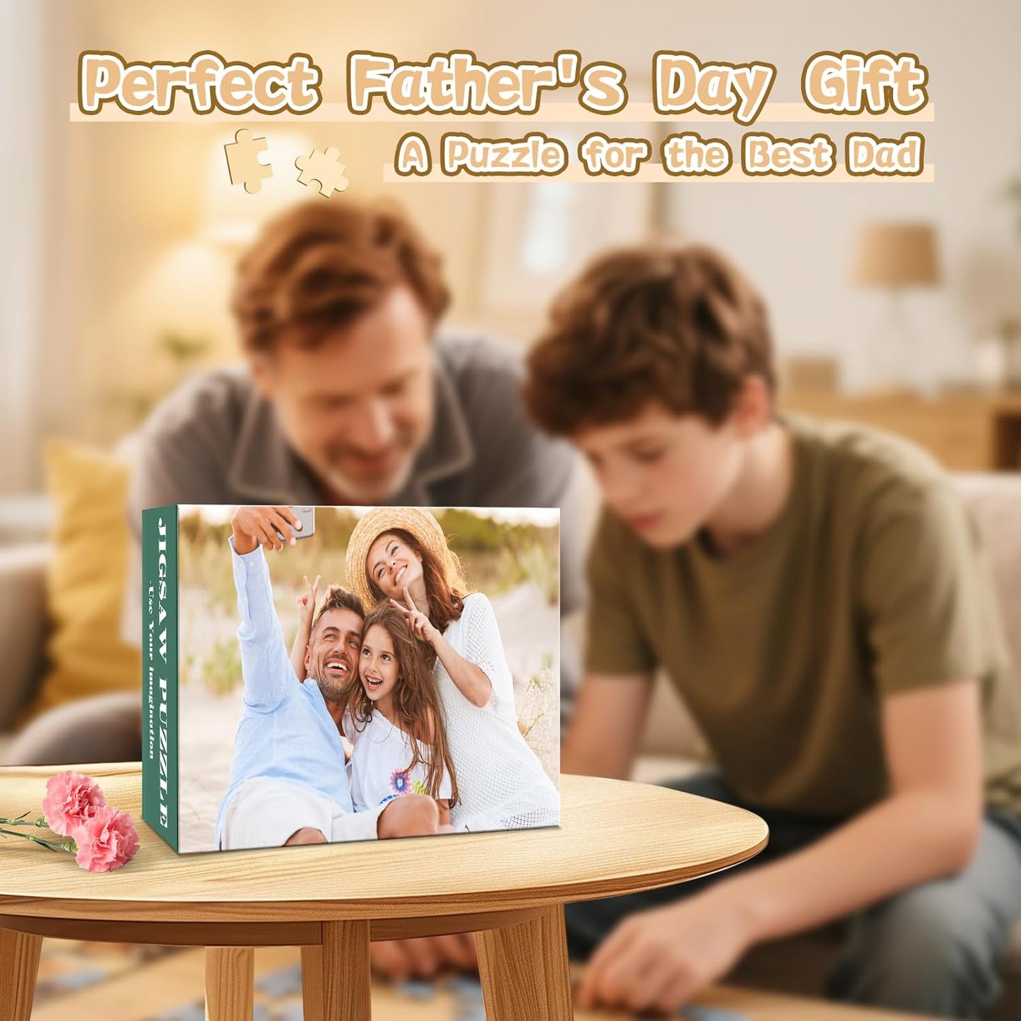 Personalized Puzzle Gifts for Fathers Day, Custom Photo Puzzle for Dad from Daughter Son Kids, Dad Gifts for Husband from Wife, Customized Presents for Father's Day Birthday Christmas