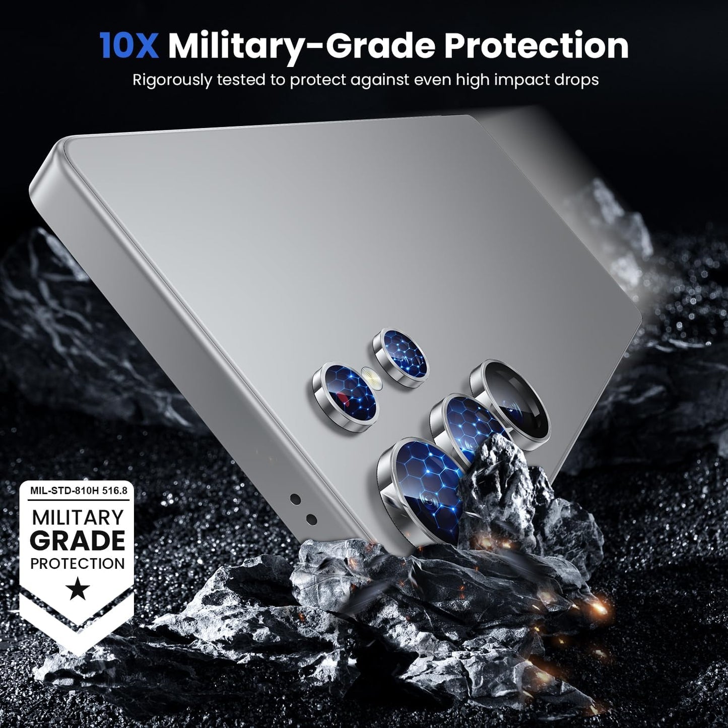 WSKEN for Samsung Galaxy S25 Ultra Camera Lens Protector - Ultra Thin Case Friendly, 9H Shatterproof Tempered Glass with Aluminum Metal Circle Camera Screen Protector Cover Accessories, Silver