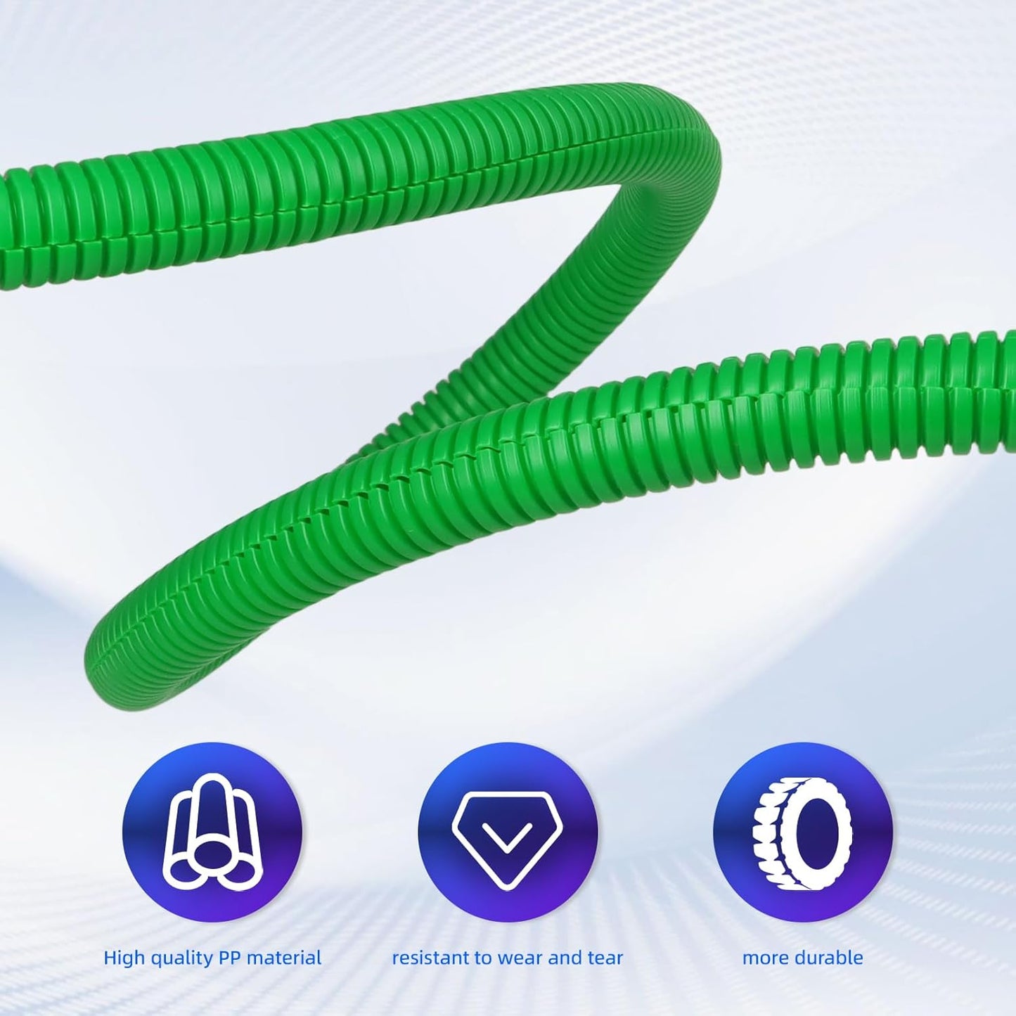 Split Wire Loom Tubing,10,25ft Cord Protectors from Pets No Chew, Flexible Wire Covers Cord Protectors, Protective Split Cable Sleeve for Automotive Home Industrial Wires(Green, 0.73inch-25ft)