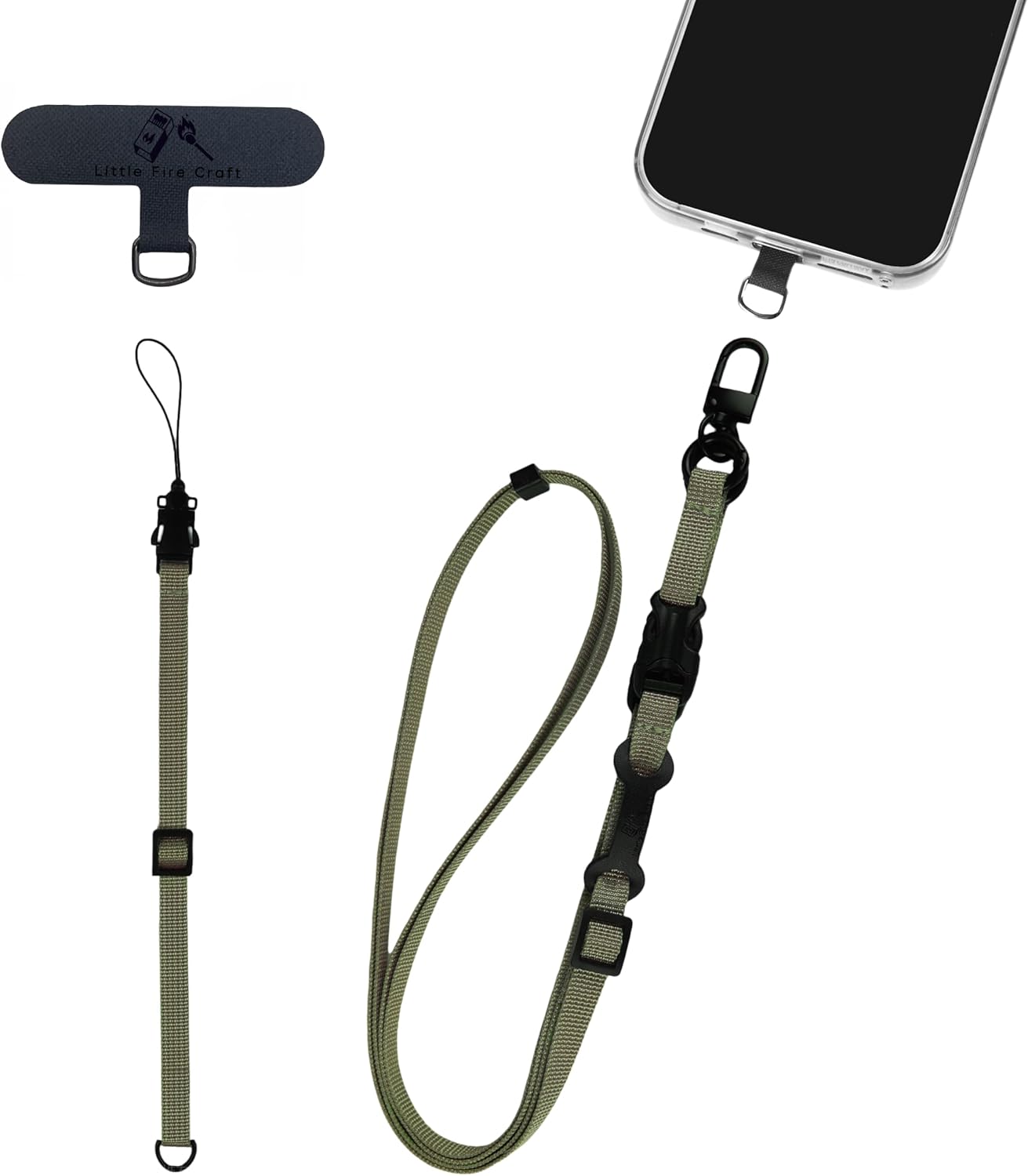 Cell Phone Strap Adjustable Wrist Strap Crossbody Cellphone Holder Extra Long Phone Lanyard Wrist Lanyard (Army Green)