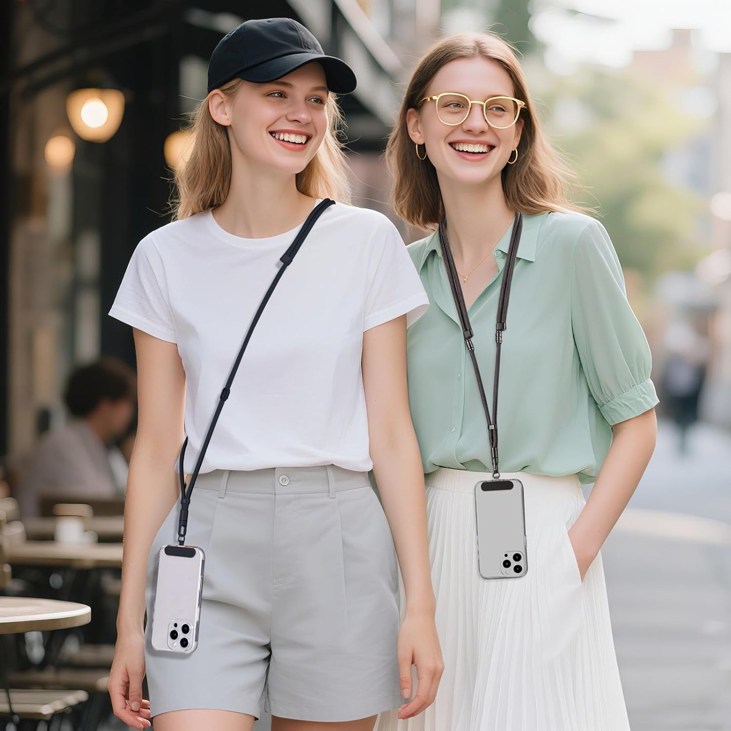 Adjustable Phone Lanyard - Phone Wrist Strap, Cell Phone Crossbody & Neck Hanging - 3-in-1 Universal for Most Smartphones (light camel)