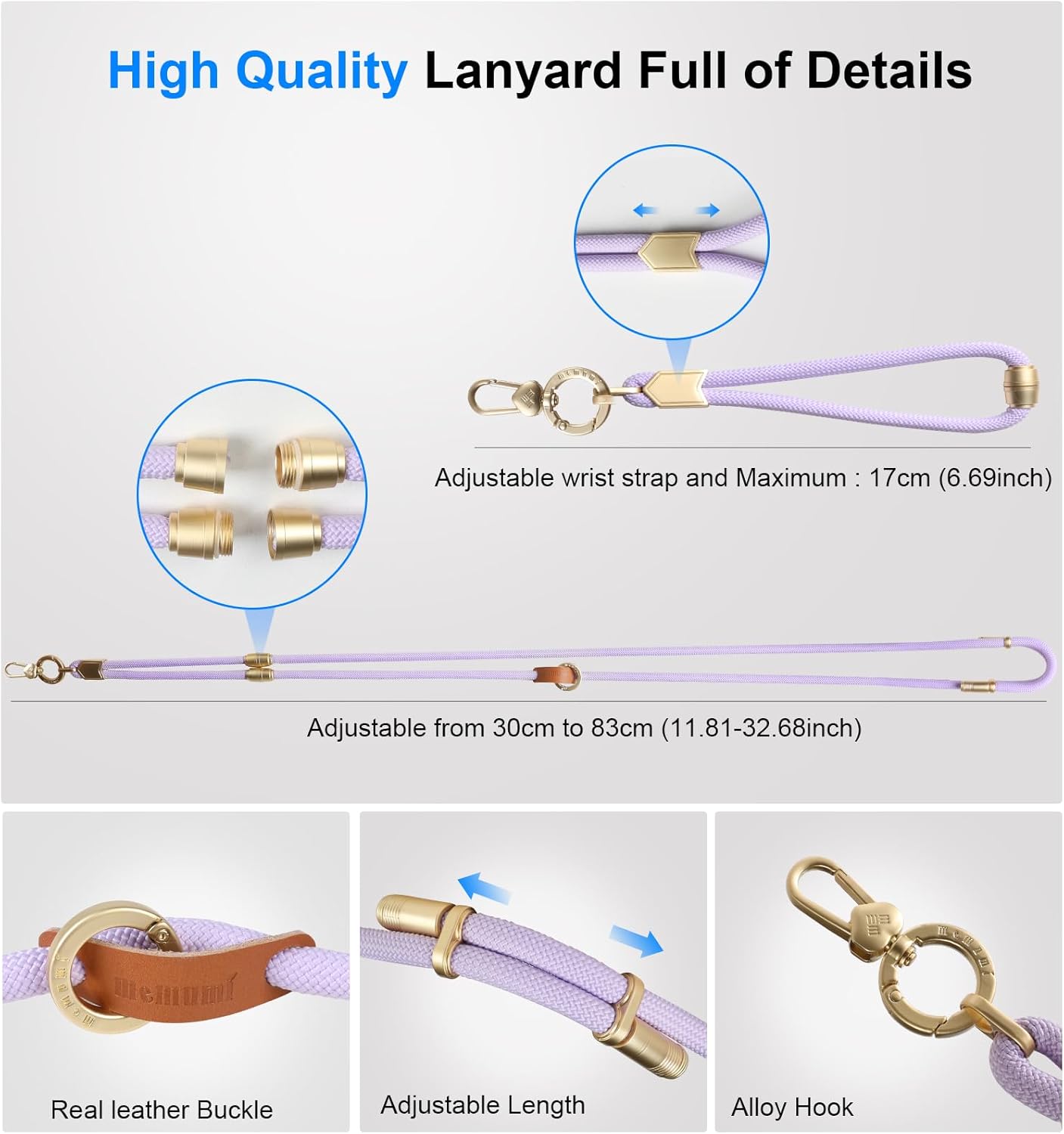 memumi 3 in 1 Universal Adjustable Phone Lanyard, Crossbody Neck Wrist Strap for All Smartphones, Anti-Theft Secure Lanyard