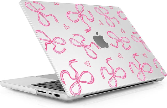 for MacBook Pro 16 inch Case 2021 2022 2023 2024 Release A3186 A3403 M4 A2991 M3 A2780 M2 A2485 M1 Pro/Max, Hard Shell Case with Screen Protector & Keyboard Cover, Pink Bows Heart