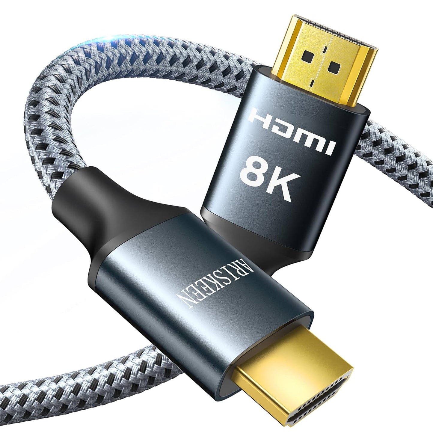 ARISKEEN 8K HDMI Cable 10 FT, 48Gbps High Speed HDMI 2.1 Cable, 8K 60Hz, 4K 120Hz 144Hz Braided HDMI Cord - 10 Feet