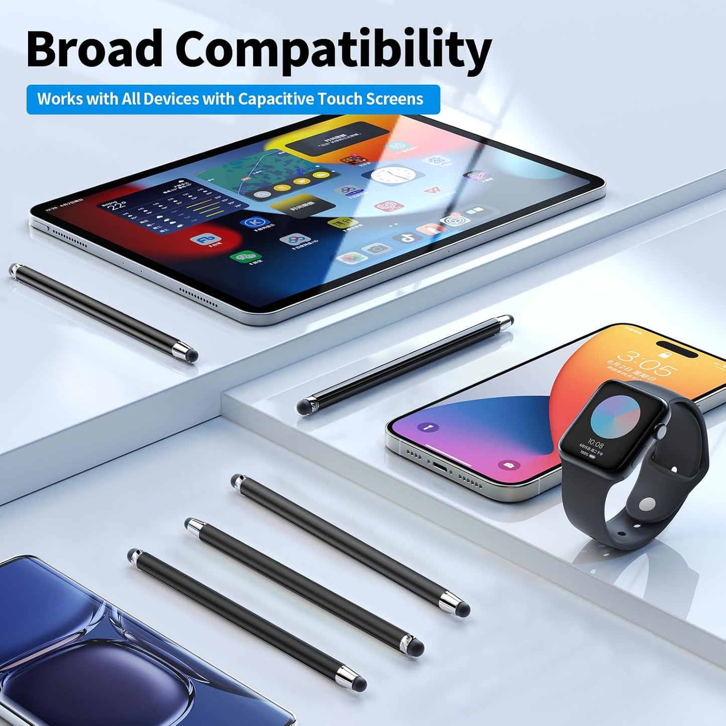 Stylus Pen for Touchscreen,5 PCS Stylus,Stylus 2-in-1 High Sensitivity Precision Suitable for All Touch Screens of iPhone/ipad/Android Tablet(Black)