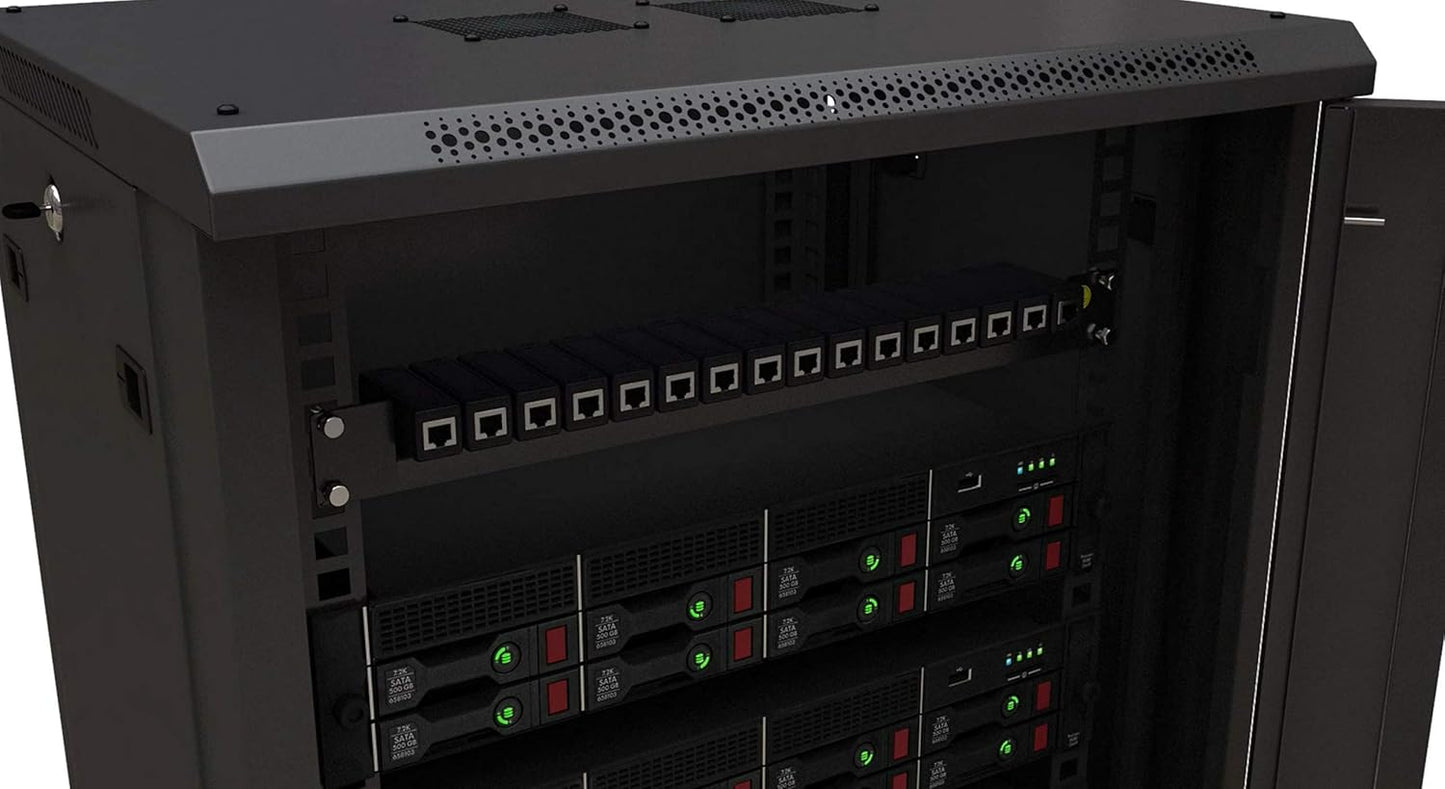 Ethernet Surge Protector 19" RackMount (16 Port) PoE+ Gigabit (Server Rack Mount 1U) -Gas Discharge Tube -RJ45 Lightning Suppressor -LAN Network CAT5/CAT6 Thunder Arrestor GbE 1000 Mbps -Tupavco TP316