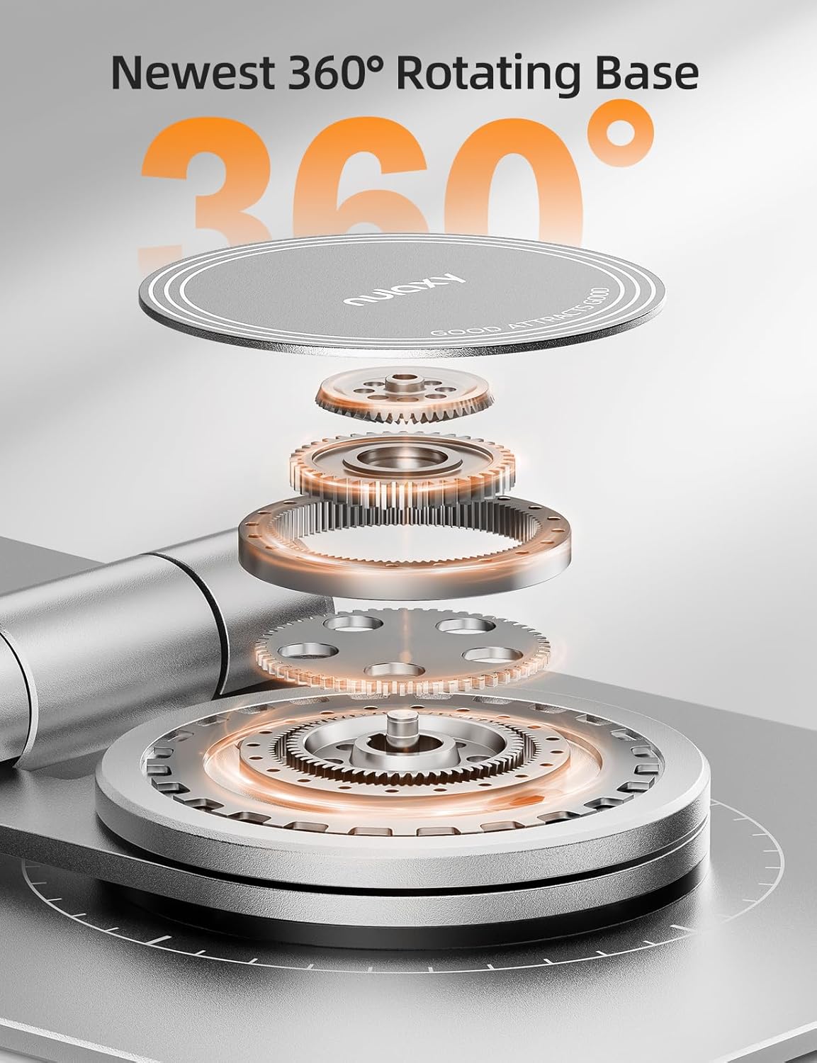 Nulaxy Rotatable Cell Phone Stand, Fully Adjustable Foldable Desktop Phone Holder Cradle Dock, Thick Case Friendly, Compatible with All Phones, Nintendo Switch, Silver