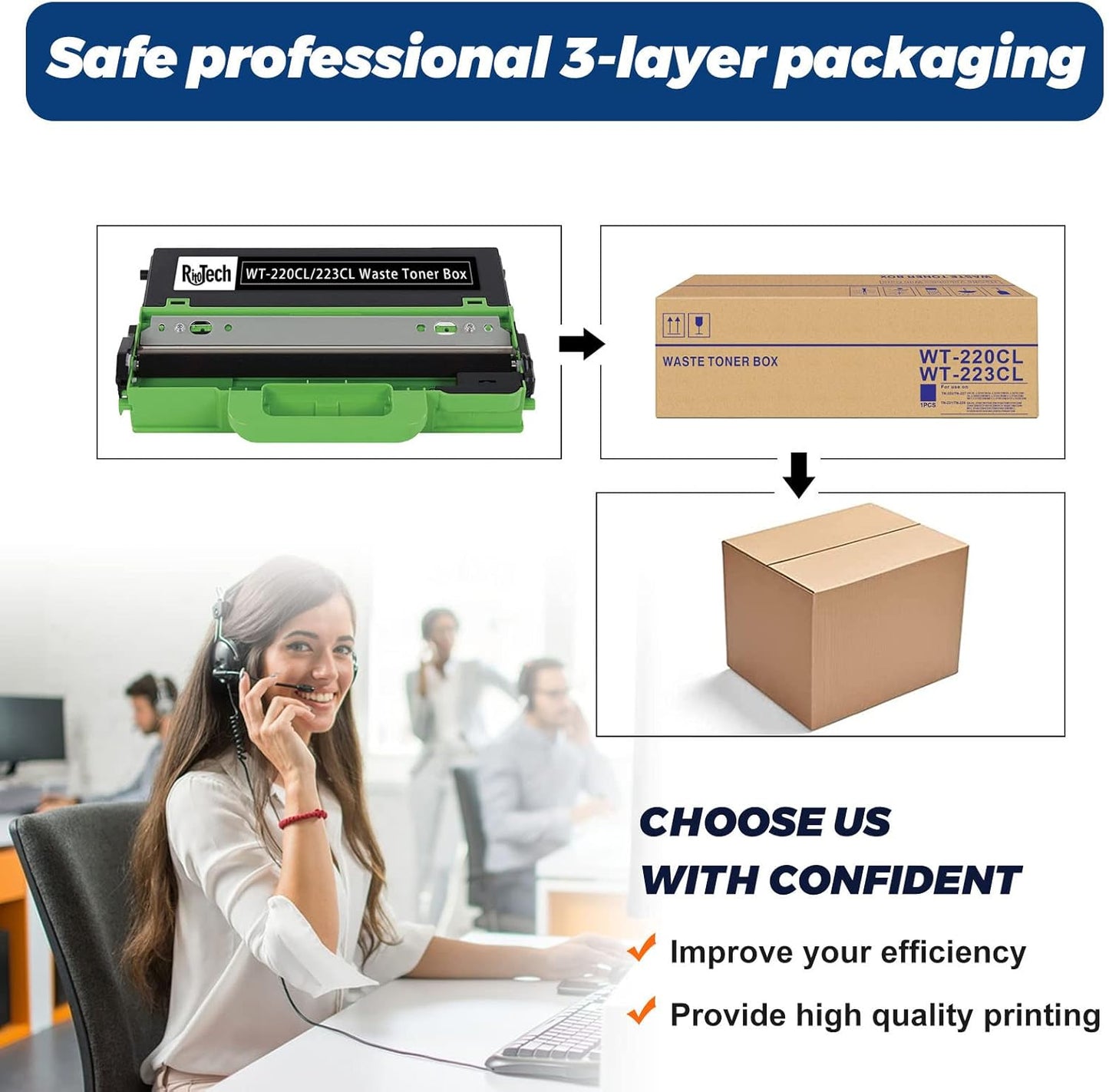 1 Pack Compatible for Brother WT-220CL Waste Toner Box WT-223CL Waste Toner Box Works with MCF-9340CDW HL-3140CW 3170CDW L3210CW L3230CDW L3270CDW 9130CW L3290CDW MFC-L3710CW L3770CDW (Black)