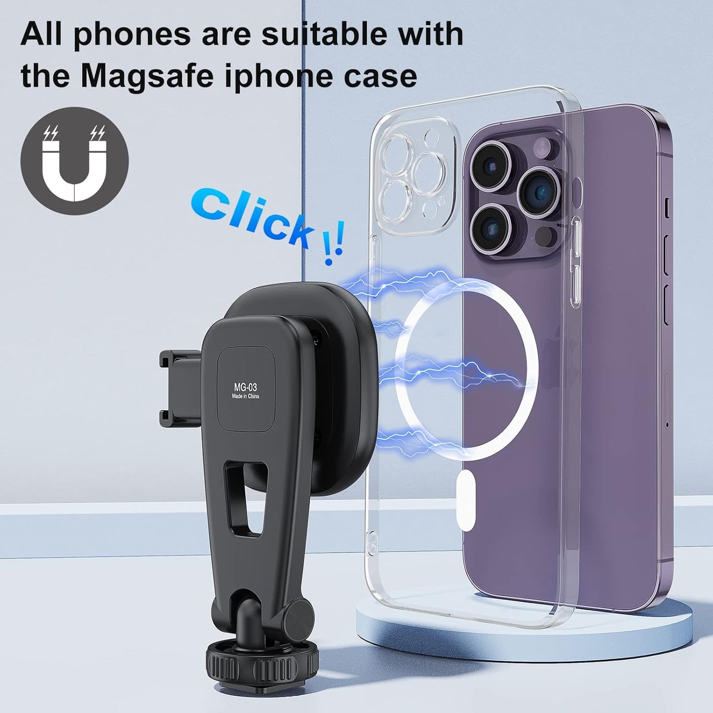 VRIG MG-03 Magnetic Phone Tripod Mount,Tripod Mount for Magsafe w Cold Shoe for iPhone 17.16.15.14.13.12 Series,Magnetic Ring Compatible with All Phones & All Cases,360° Rotation,for Tripods,Cameras