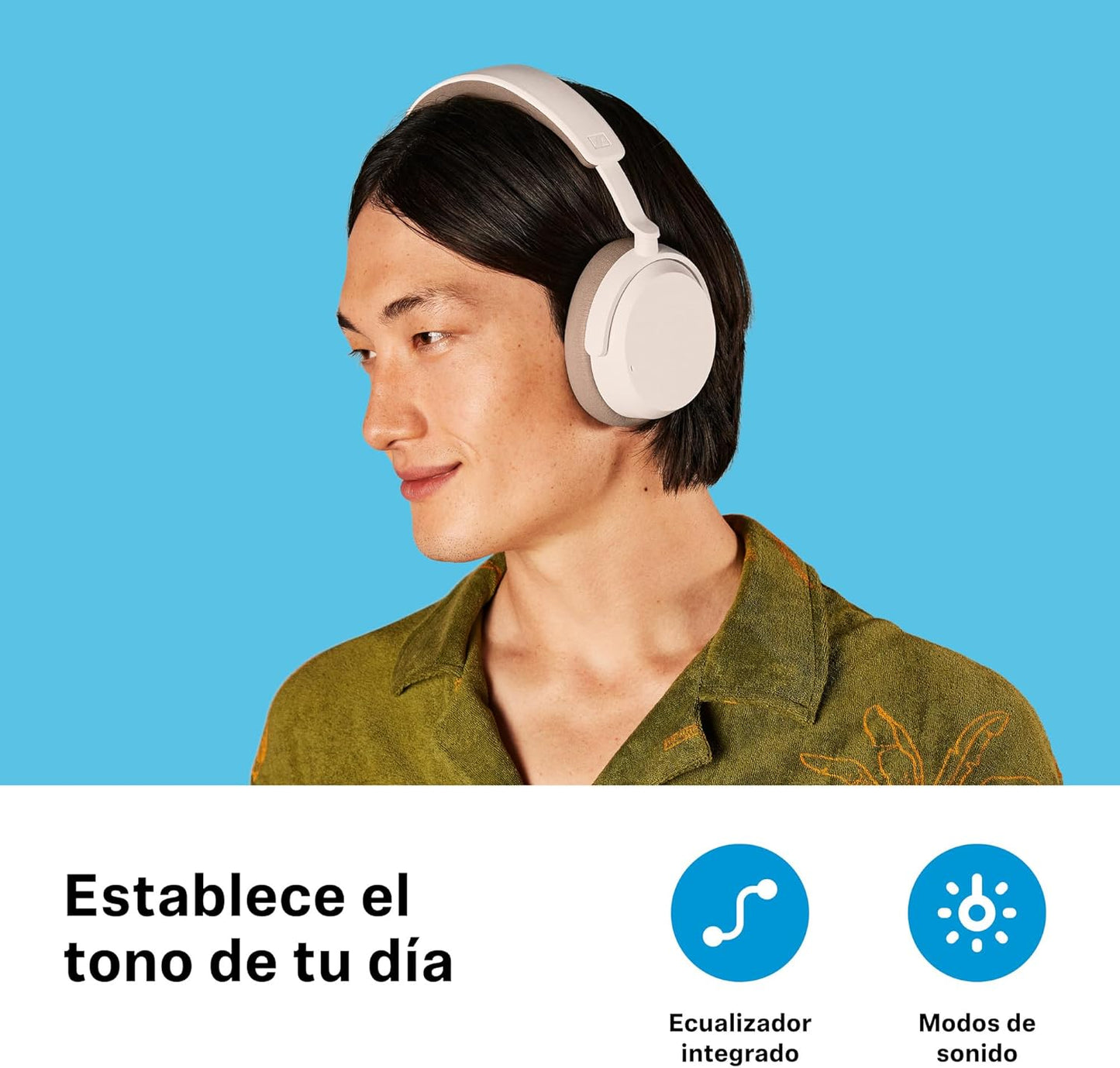 Sennheiser ACCENTUM Wireless Bluetooth Headphones - 50-Hour Battery Life, Audio, Hybrid Noise Cancelling (ANC), All-Day Comfort, White