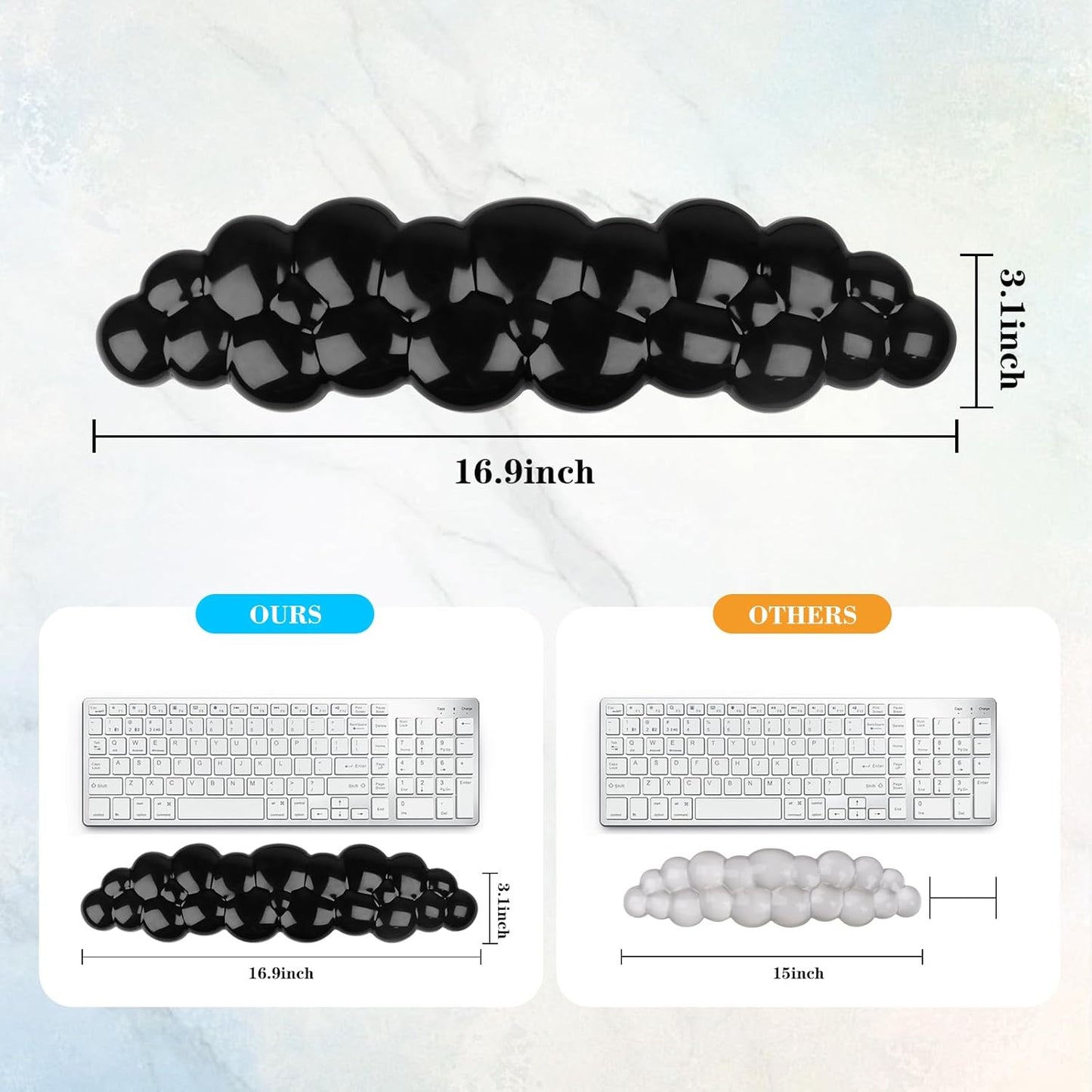 Gel Cloud Keyboard Wrist Rest, Cute Wrist Support and Arm Support Keyboard Rest for Keyboard Typing Pain Relief，Suitable for Office/Computer/Laptop/Gaming（Keyboard Wrist Rest Black ）
