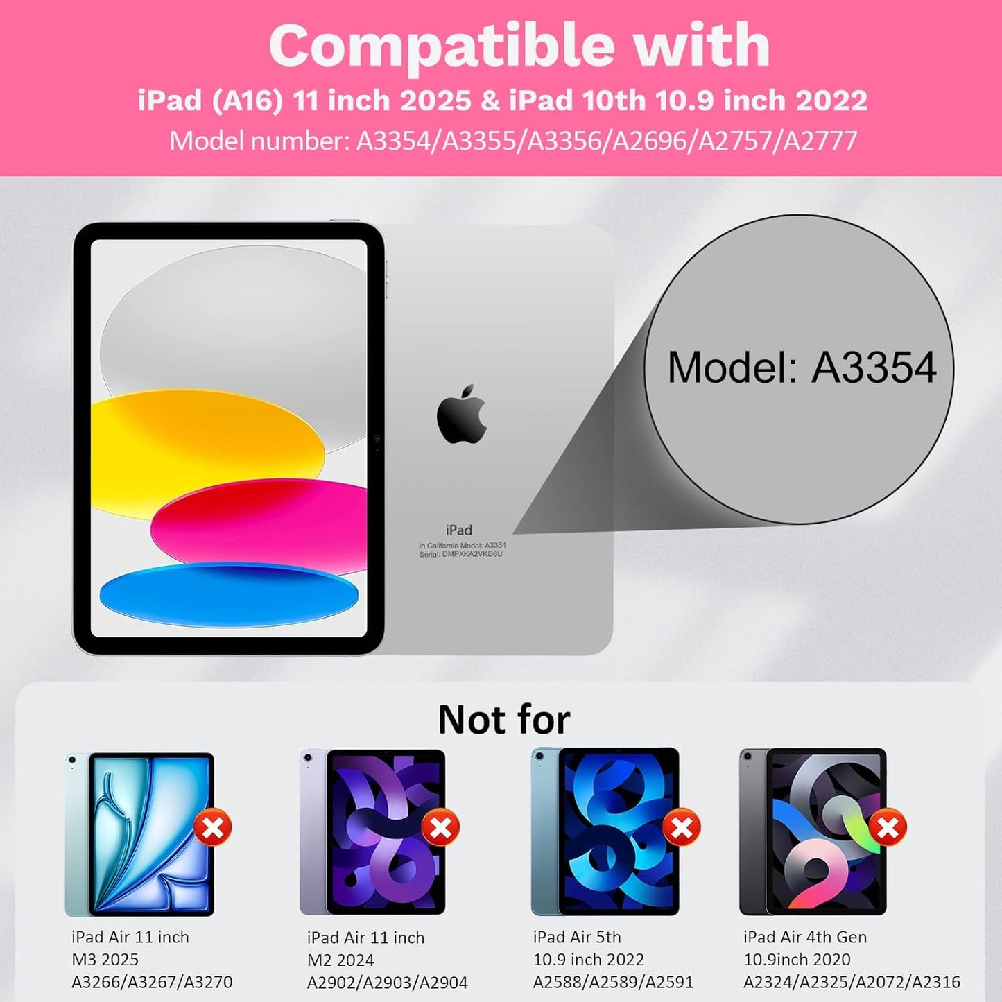 MoKo Touch Keyboard Case for iPad (A16) 11th Generation 11 inch 2025, iPad 10th Generation 10.9 inch Case with Pencil Holder, 7 Colors Backlit Multi-TrackPad Detachable Bluetooth Keyboard,Persian Pink