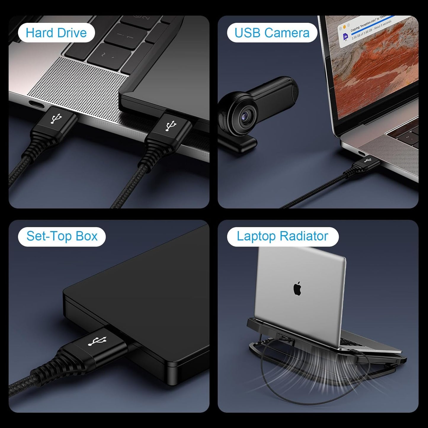 USB to USB Cable, 3 Pack 6 FT USB3.0 A to A Cable Male to Male USBCable Double End USB-A to USB-A Cord Data Transfer Cord for Soundbar Monitor Laptop Cooling Pad Fan Hard Drive Enclosures DVD Player