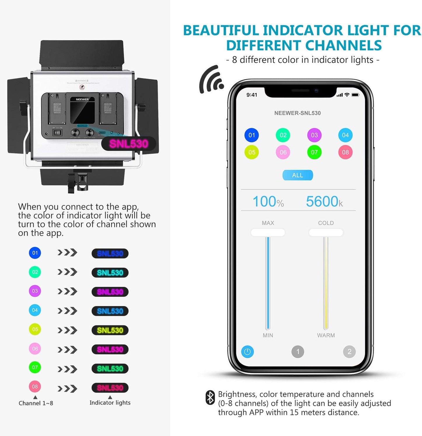 Neewer 2-Pack 530 LED Video Lighting Kit with APP Control, Dimmable Bi-Color 3200K~5600K Video Light with U Bracket, Barndoor, Stand and Bag for Photography/YouTube/Live Streaming/Zoom Meeting