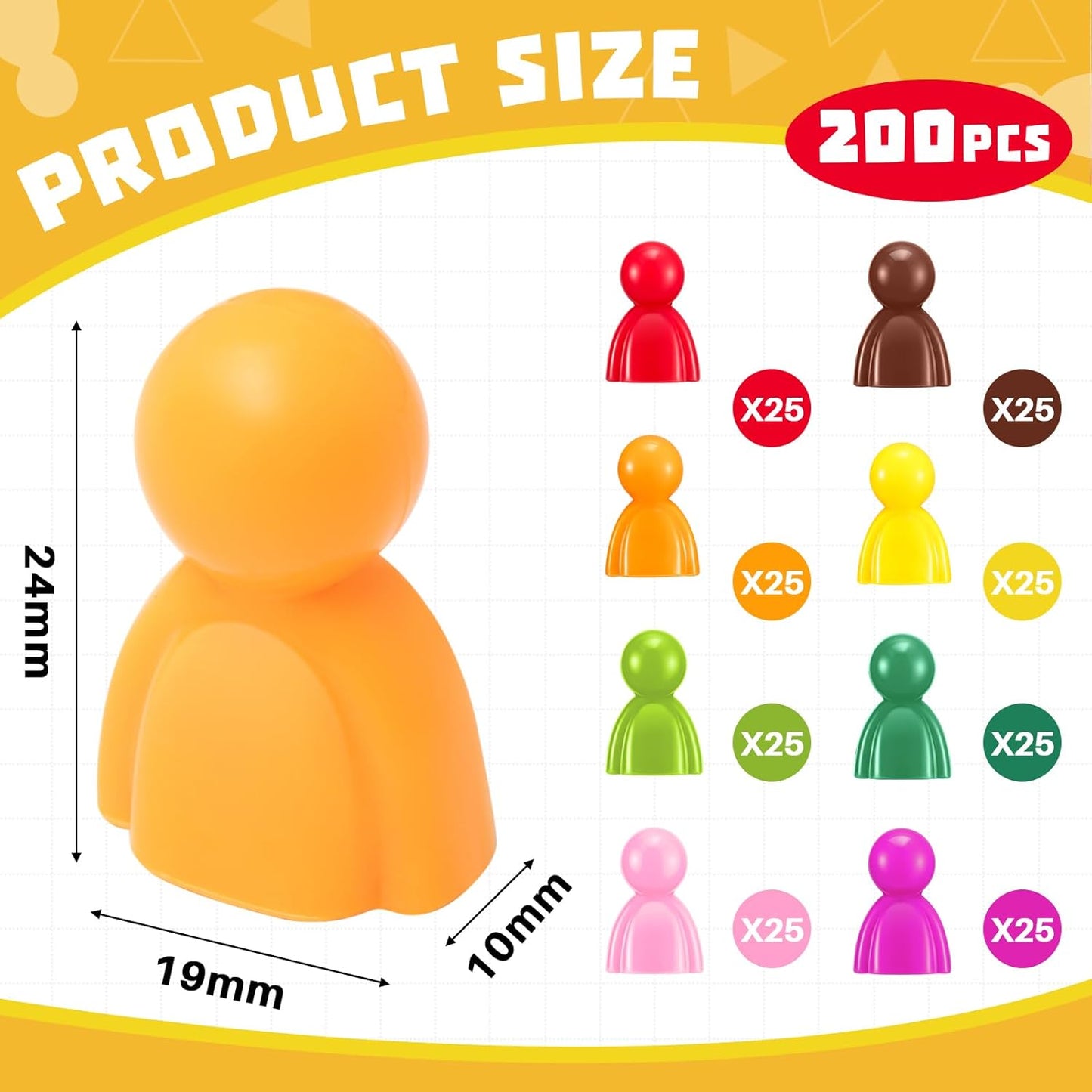 Liliful 200 Pcs Board Game Pieces Plastic Multi-Color Pawns Ideal Game Tokens for Tabletop Playing, Sorting, Counting, Replacement Pieces, 8 Colors