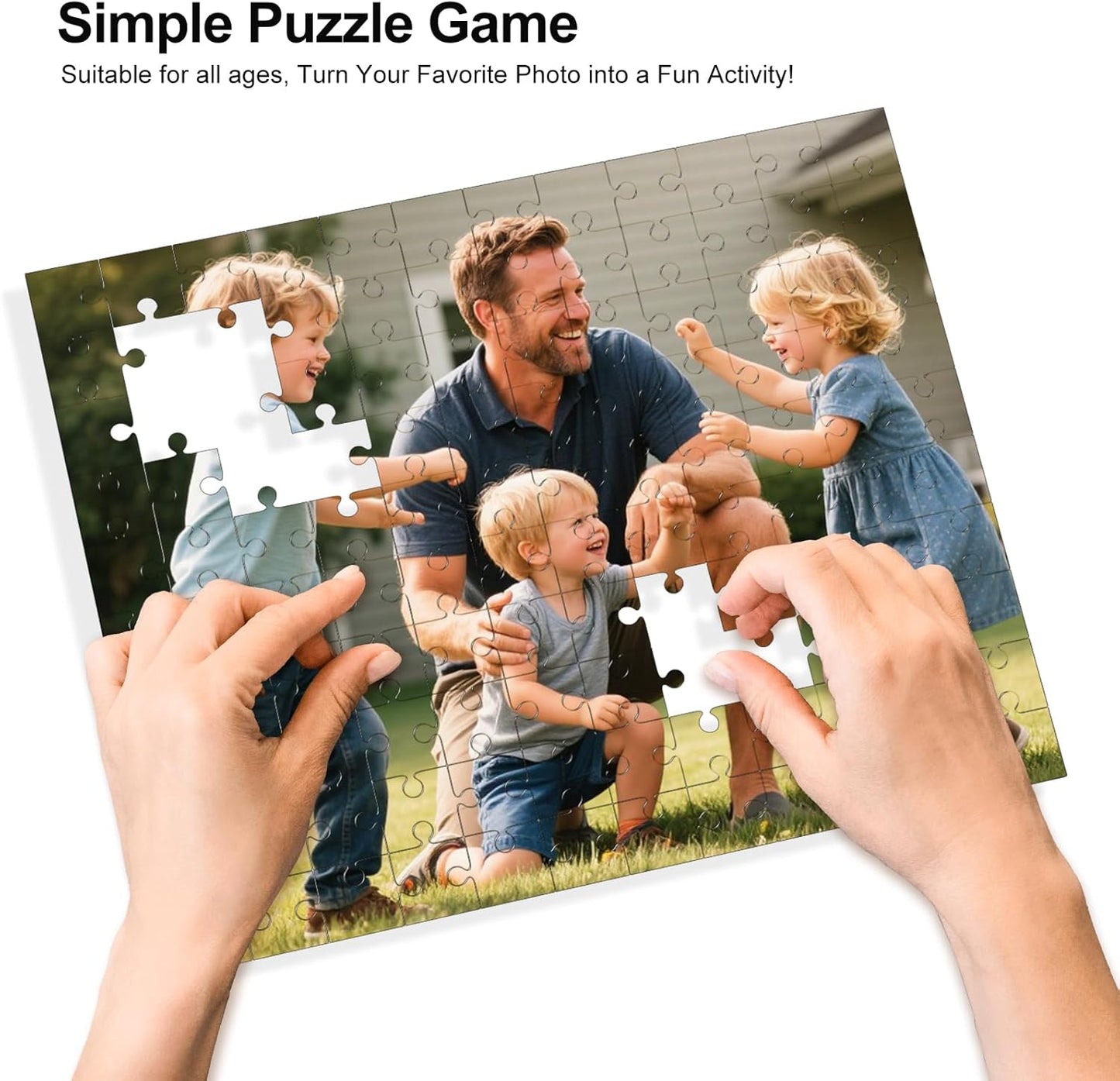 Custom Puzzle from Photos, Personalized Photo Puzzle 35/70/120/500/1000 Pieces with Picture and Text, Personalized Gifts for Family, Wedding, Kids, Dad, Pet, Unique Couple Gifts