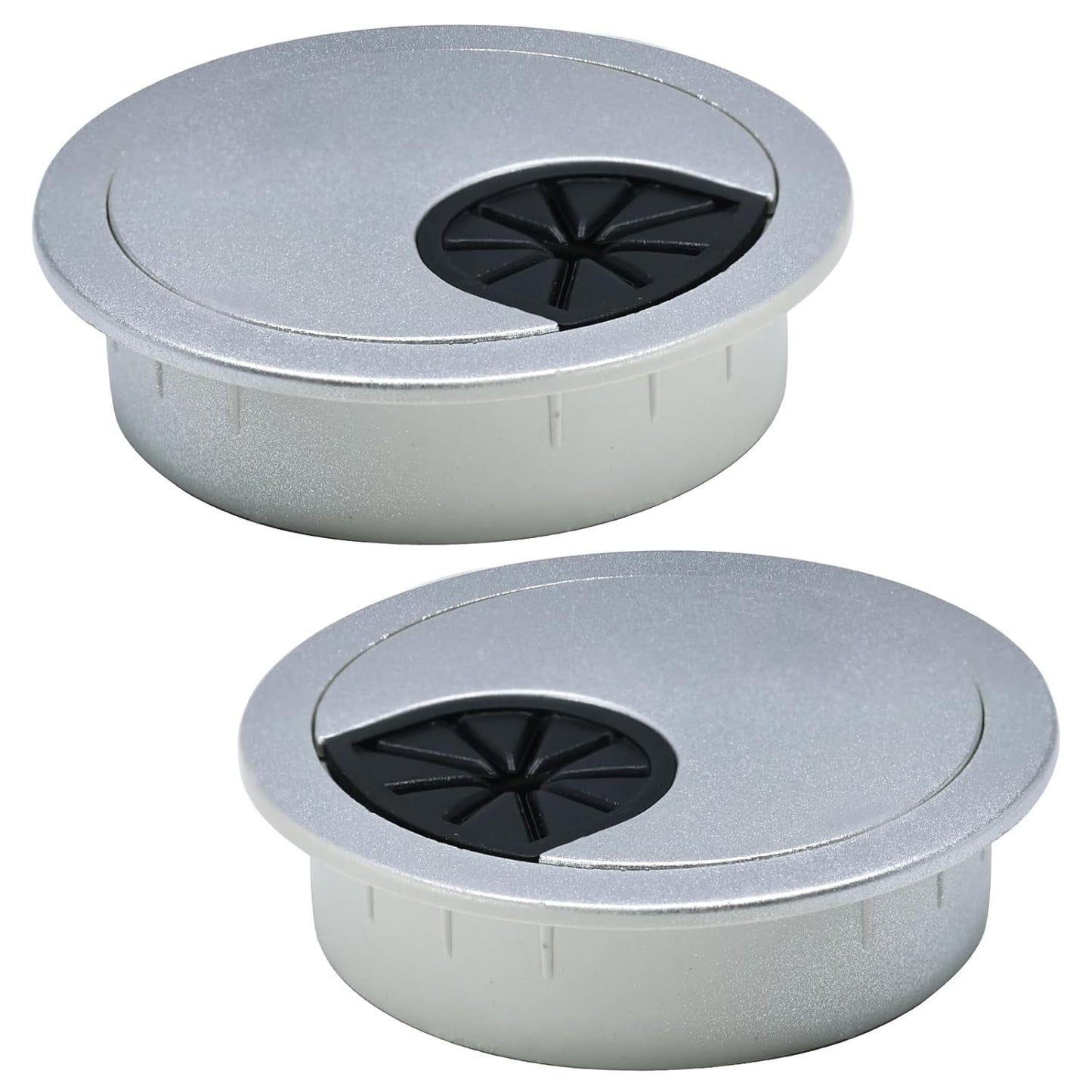 2 Pcs Desk Grommet 3-1/8" / 80 mm, Desk Cord Hole Cover, Cable Grommet ABS Plastic, Desk Hole Grommet for Home & Office Pc, Detachable Cable Cord Organizer-Silver Sand