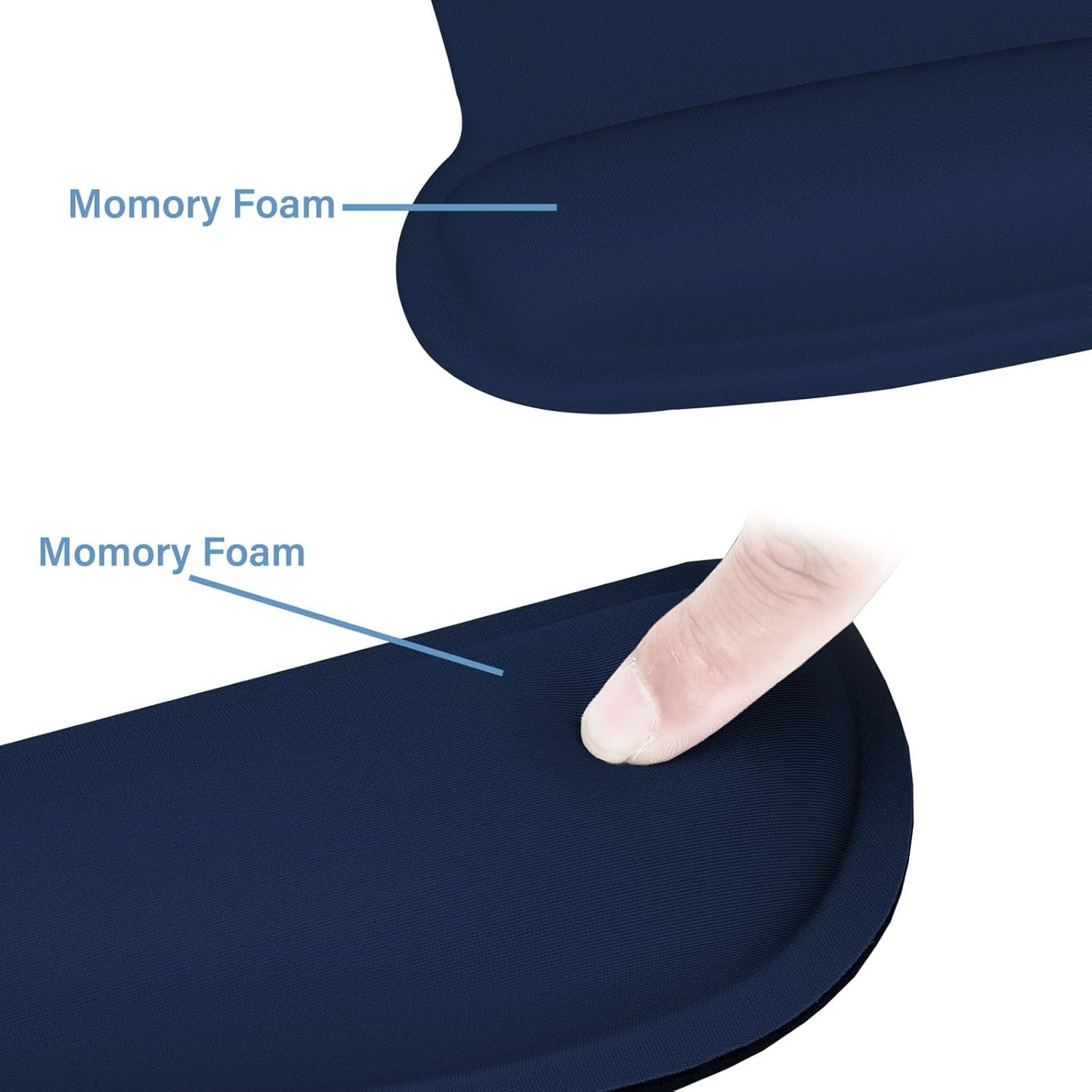 MOSISO Wrist Rest Support for Mouse Pad & Keyboard Set, Ergonomic Mousepad Non-Slip Base Home/Office Pain Relief & Easy Typing Cushion with Neoprene Cloth & Raised Memory Foam, Haze Blue