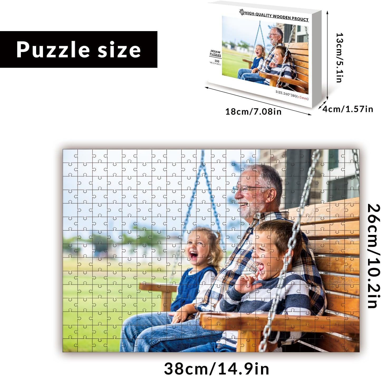 Custom Puzzle from Photos - Personalized 1000/500/300/200/120 Piece Jigsaw Puzzle for Adults & Kids, Unique Wooden Gift for Christmas, Wedding, Anniversary, Birthday