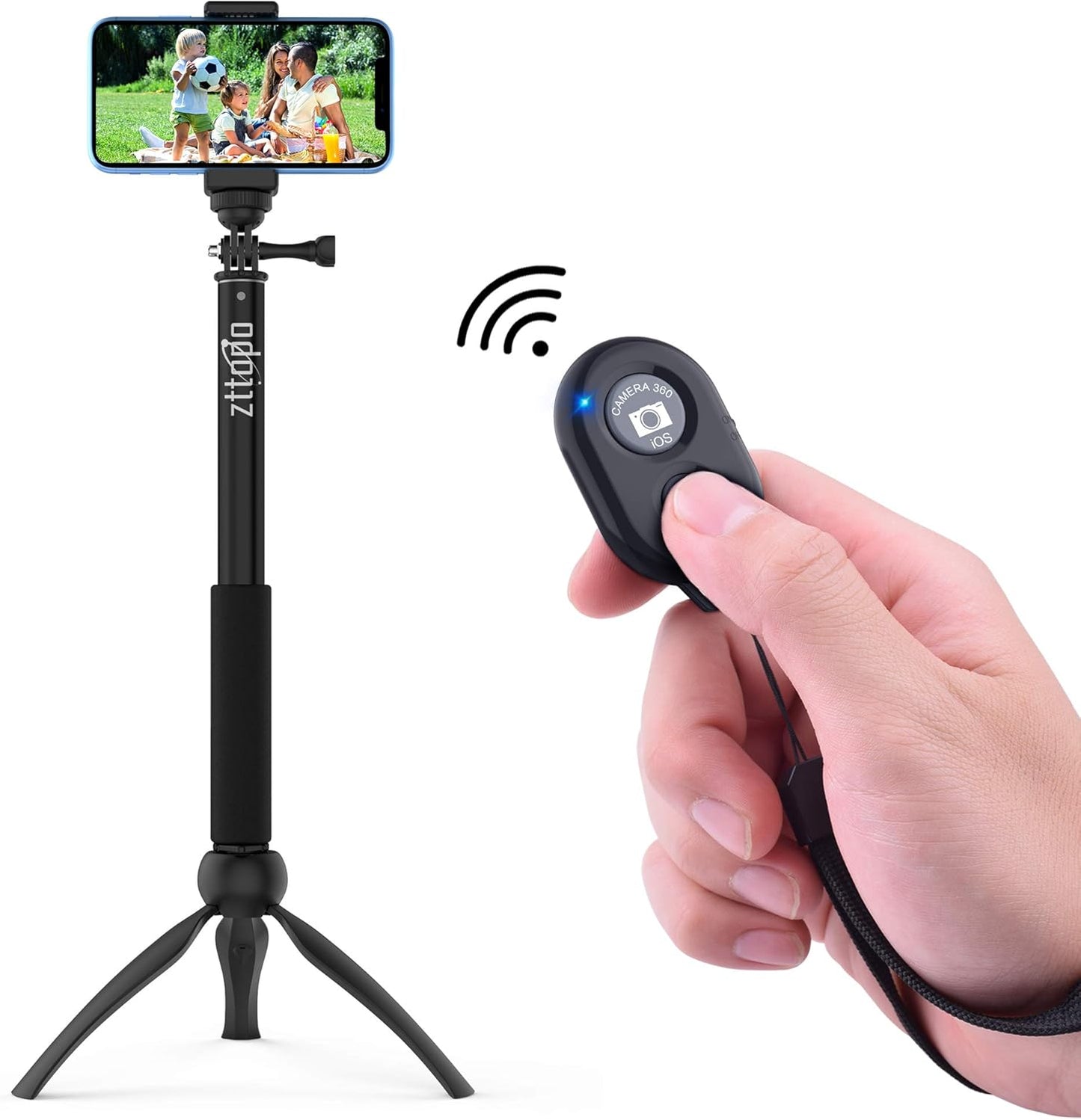 Wireless Camera Remote Shutter for Smartphones (2 Pack), zttopo Wireless Phone Camera Remote Control Compatible with iPhone/Android Cell Phone - Create Amazing Photos and Selfies, Wrist Strap Included