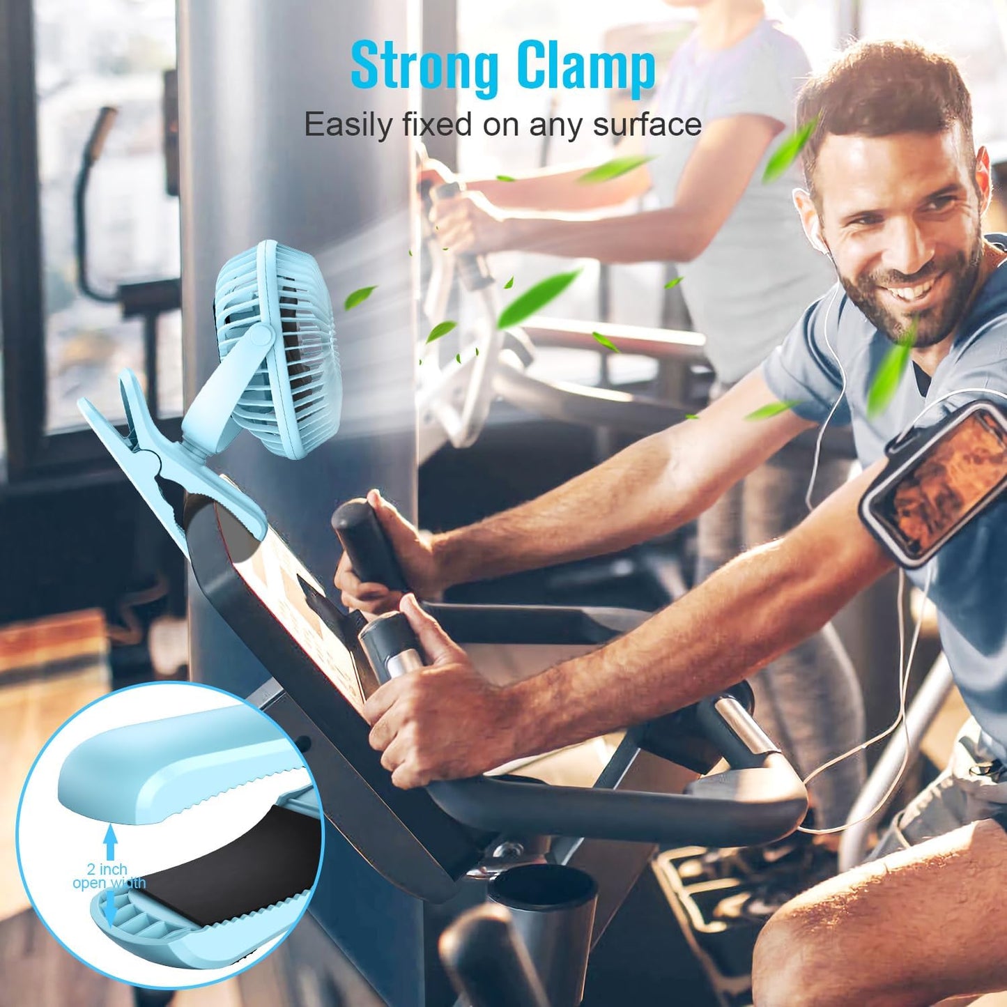 BESKAR Portable Clip on Fan Rechargeable, 4 Speeds Small Battery Operated Fans, USB Desk Fan with Strong Airflow, Sturdy Clamp Fans for Golf Cart Office Outdoor Travel Camping