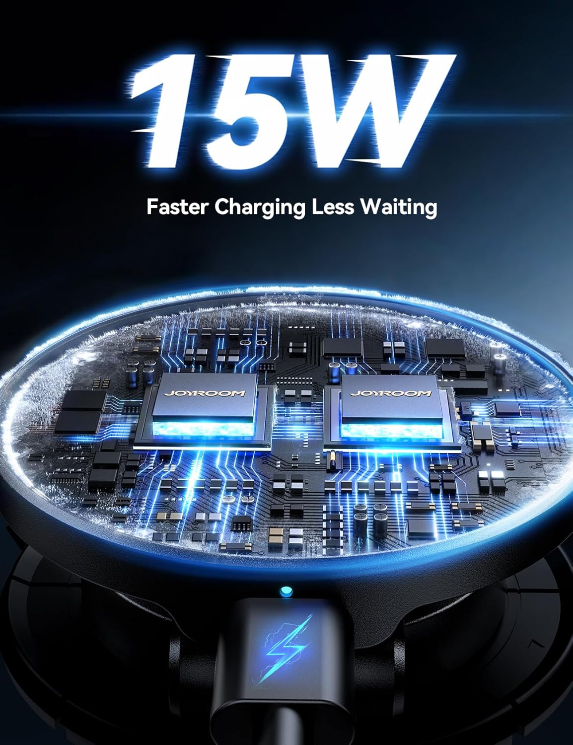 JOYROOM for MagSafe Car Mount Charger, [All-Metal] 15W Fast MagSafe Car Charger, Hands Free Magnetic Phone Holder for Car Dashboard for iPhone 16 Pro Max Plus/iPhone 15 14 13 12 Pro Max Plus, Black