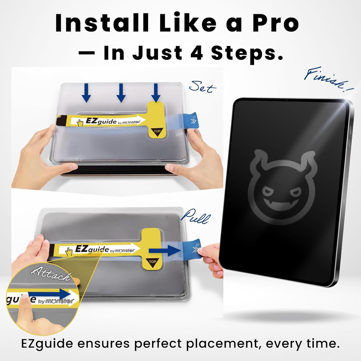 BELLEMOND Tempered Glass Screen Protector designed for iPad Air 11” (M3, 2025 / M2, 2024) - Ultra Clear「EZ Guide」Alignment Kit for Flawless Installation, 10H Hardness - Designed in Japan