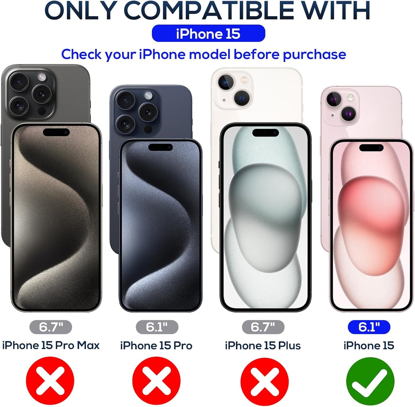 Screen Protector for iPhone 15 [6.1 Inch],2 pcs Colorless Anti-Blue Light Tempered Glass Films,HD Clear, 9H Hardness, No Bubbles, Case Friendly with 2 pcs Camera Lens Protector