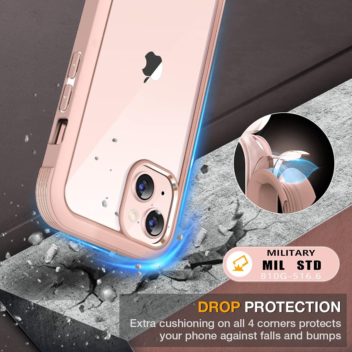 Miracase Compatible with iPhone 13 Mini case 5.4 inch, 2023 Upgrade Full-Body Glass Clear Case Bumper Case with Built-in 9H Tempered Glass Screen Protector for iPhone 13 Mini,Crystal Pink