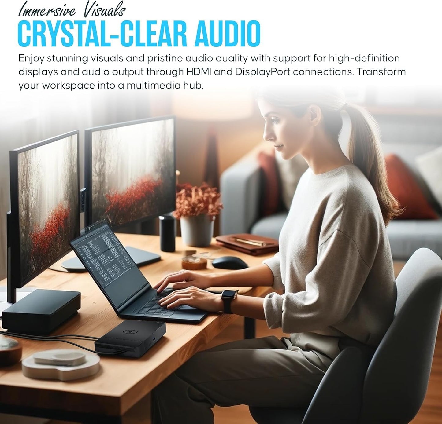 WD19S Dell Docking Station USB-C Dual Monitor with 130W Supply & HDMI Cable (Renewed)