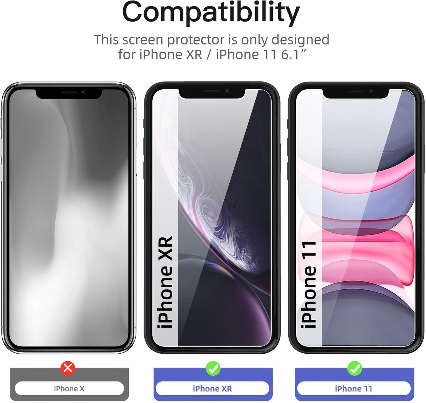 NEW'C 3 Pack Privacy for iPhone 11, iPhone XR Screen Protector, Enhanced 28-Degree Privacy Angle, Ultra Durable 9H Hardness, Bubble-Free