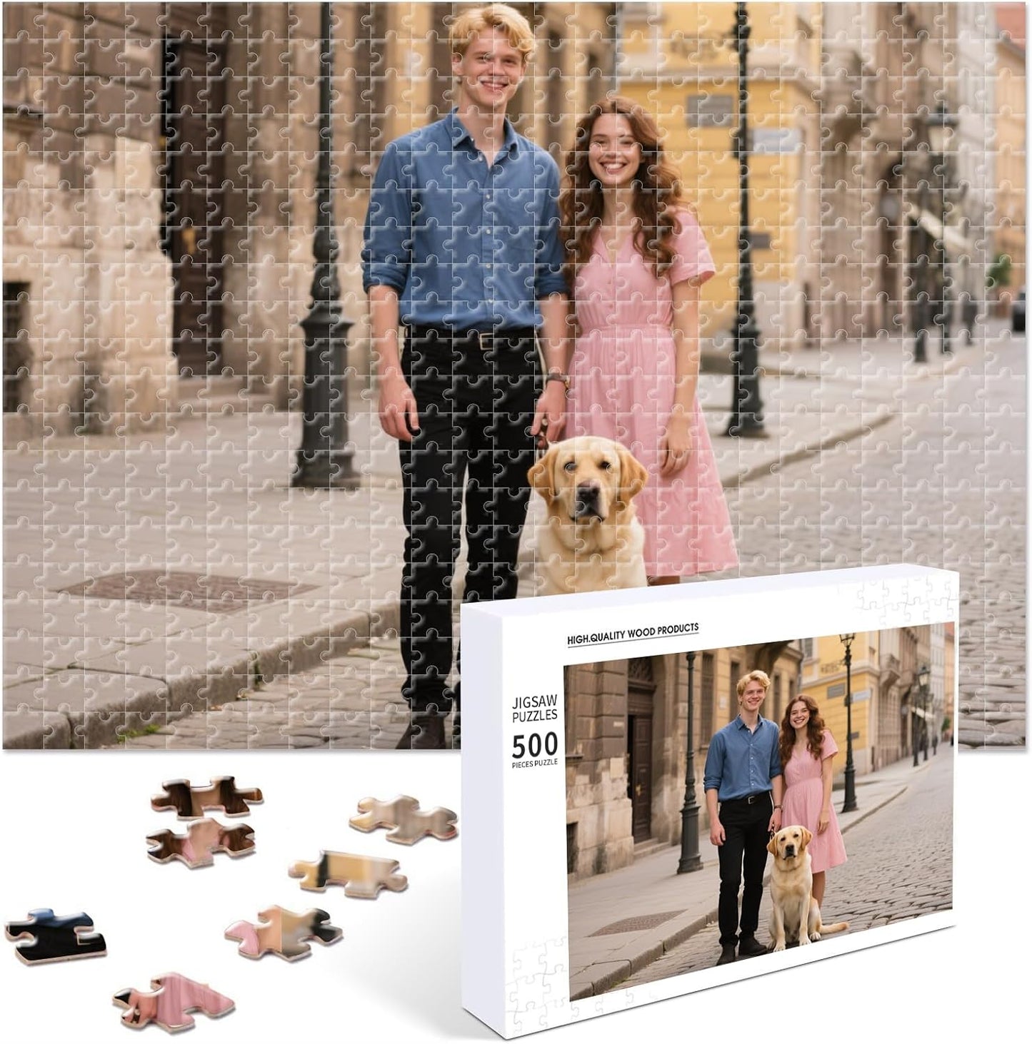 Custom Photo Puzzle – Personalized 500‑Piece Jigsaw Puzzle from Your Photos – Unique Custom Gift for Adults, Families, Weddings, Couples, Anniversaries, and Cartoons(500-horizontal)