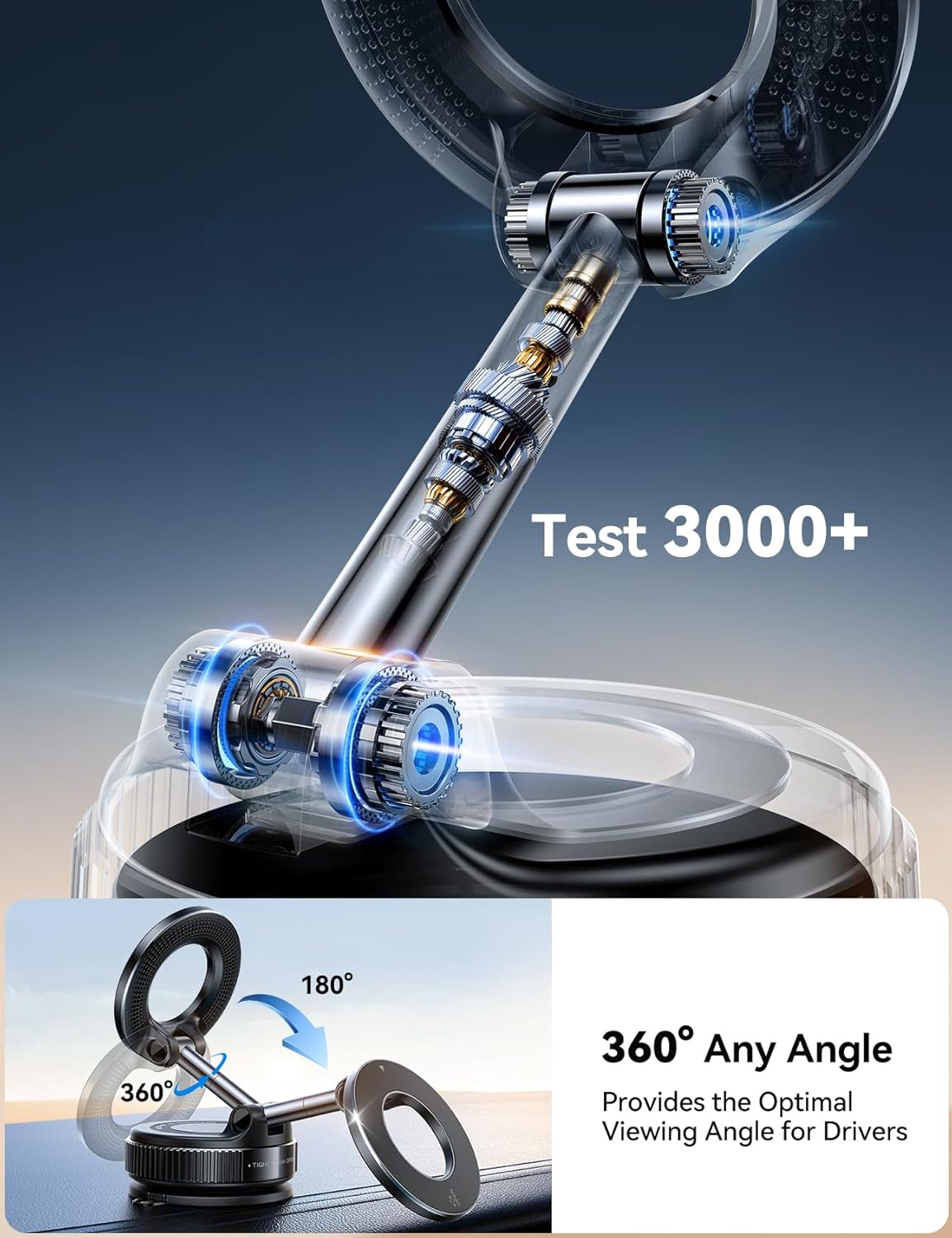 JOYROOM Vacuum Magnetic Phone Holder for Car, Strongest Suction Cup Phone Mount, 360° Adjustable Magsafe Car Mount, Foldable Car Phone Holder for iPhone 16 Pro Max 15 14 13 12 Plus/Android