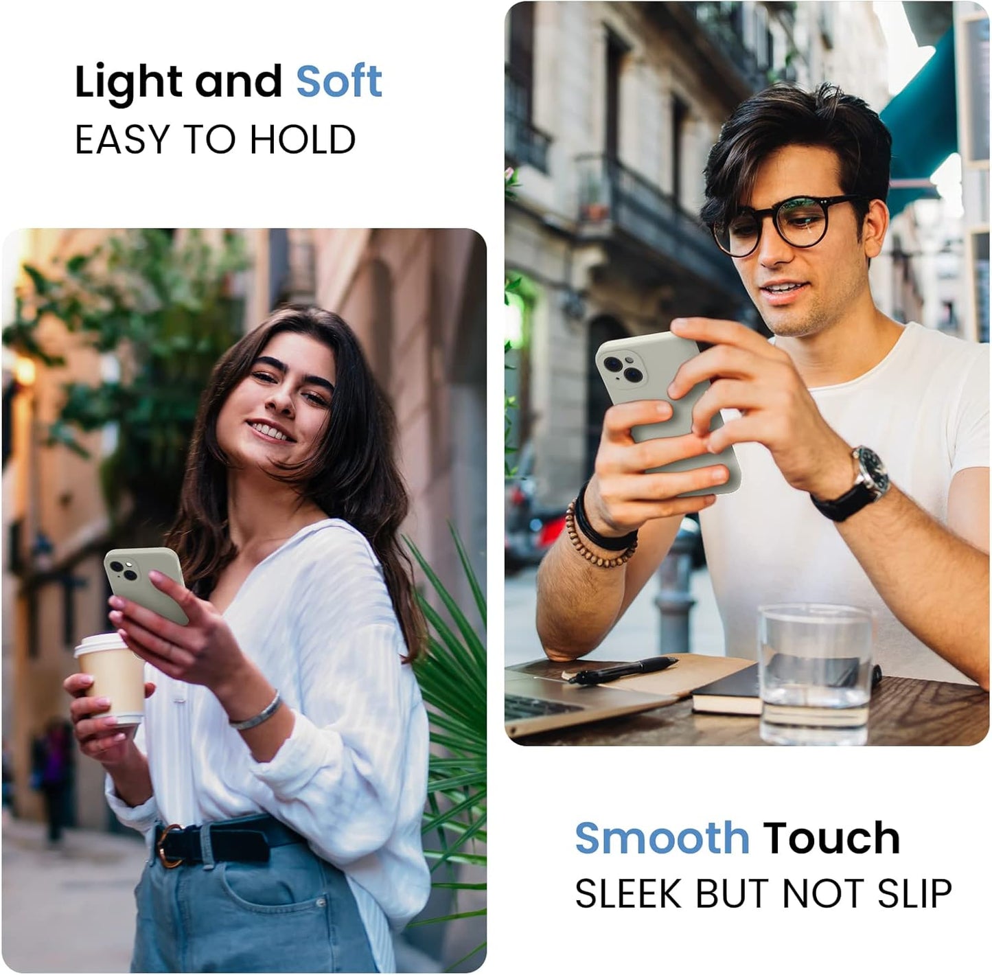 FireNova Designed for iPhone 15 Plus Case, Silicone [Camera Protection] Case with [2 Screen Protectors], Soft Anti-Scratch Microfiber Lining Inside, 6.7 inch, Stone