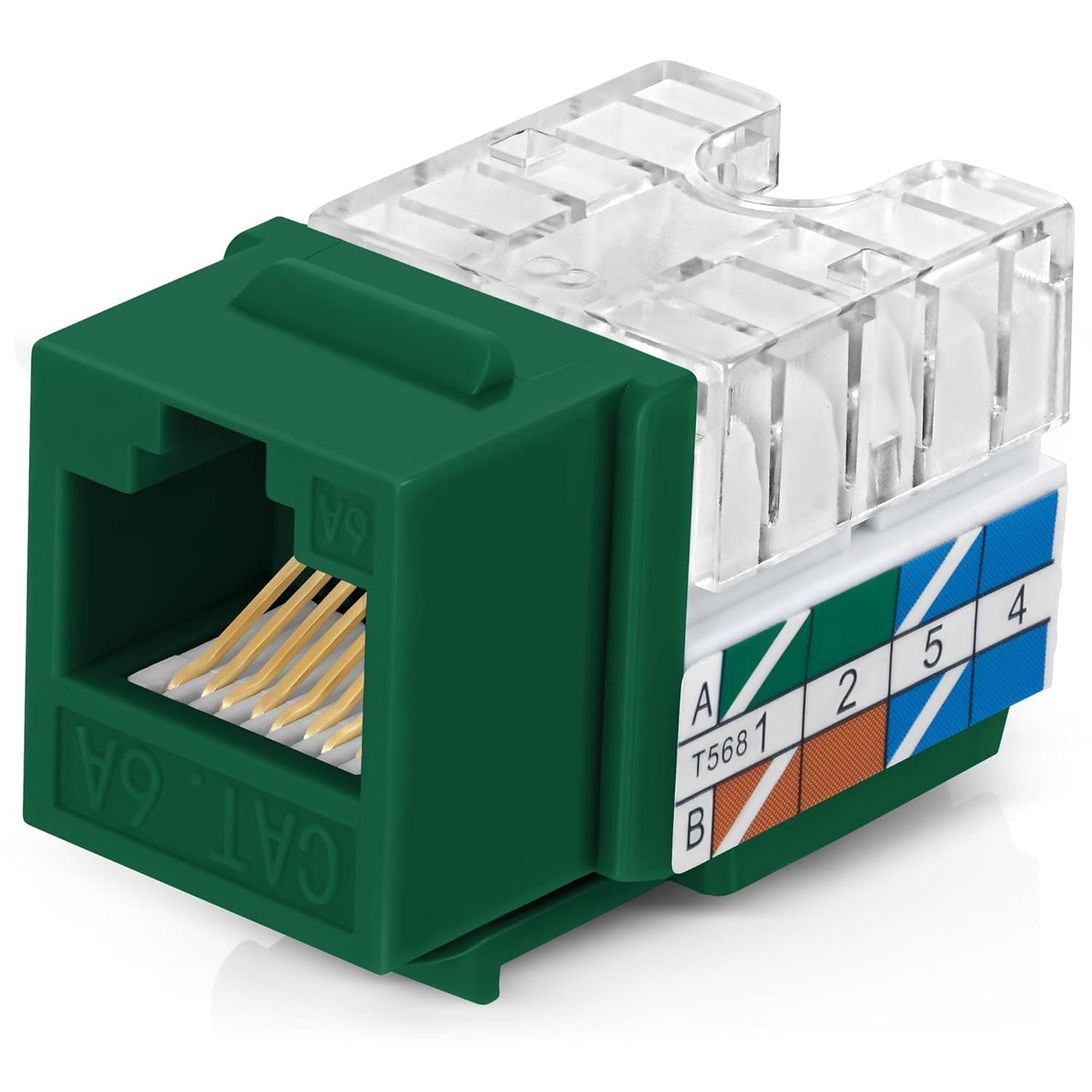 Everest 90° Angled RJ45 Cat6A Keystone Jacks 50-Pack in Green - Slim Profile Female RJ45 Connectors - Cat 6A Keystone Jack - Compatible with 90° Angled Speed Termination Tool - easyJACK (B094WB91H3)