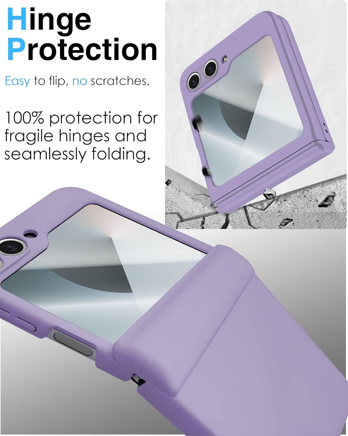 STORMTAL for Samsung Galaxy Z Flip 6 Case/Z Flip 7 FE Case, Hinge Protection, Built-in Screen Protector, Wireless Charging, Slim Rugged Phone Protective Case for Galaxy Z Flip 6 Purple