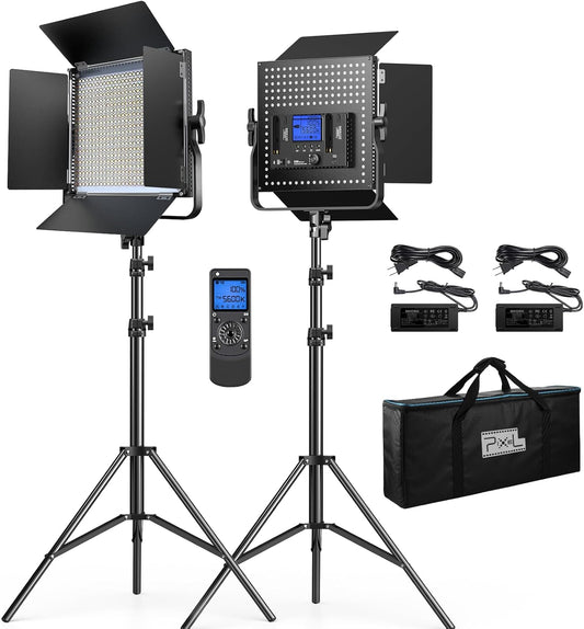 Pixel K80 Bi Color Photography Lighting with Remote, 2-Pack 45W 3200K-5600K Dimmable LED Video Light, Panel Light for Studio/Gaming/Streaming/YouTube/Videography/Film/Video Recording