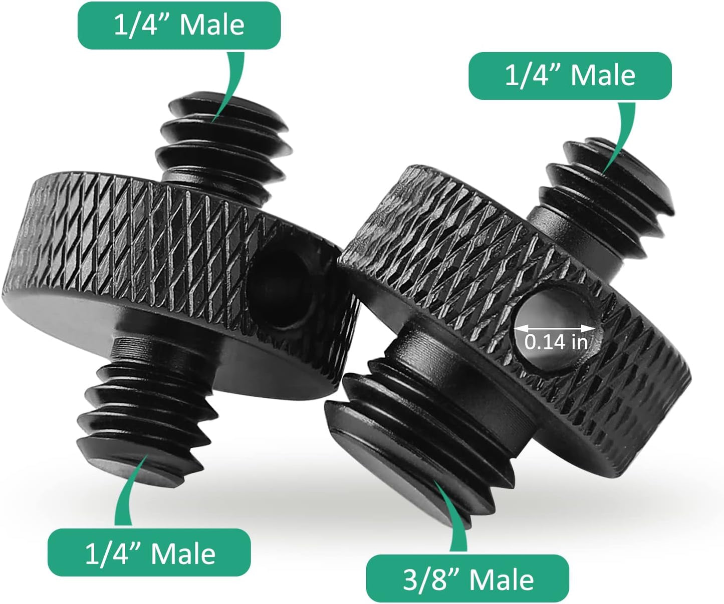 Camera Mount Screw 1/4" Male to 1/4" Male & 1/4" to 3/8" Tripod Screw Adapter with Hole 7 Pcs Set for Camera Tripod Mount Light Stand DSLR Equipped with Hex-L Key (Black)