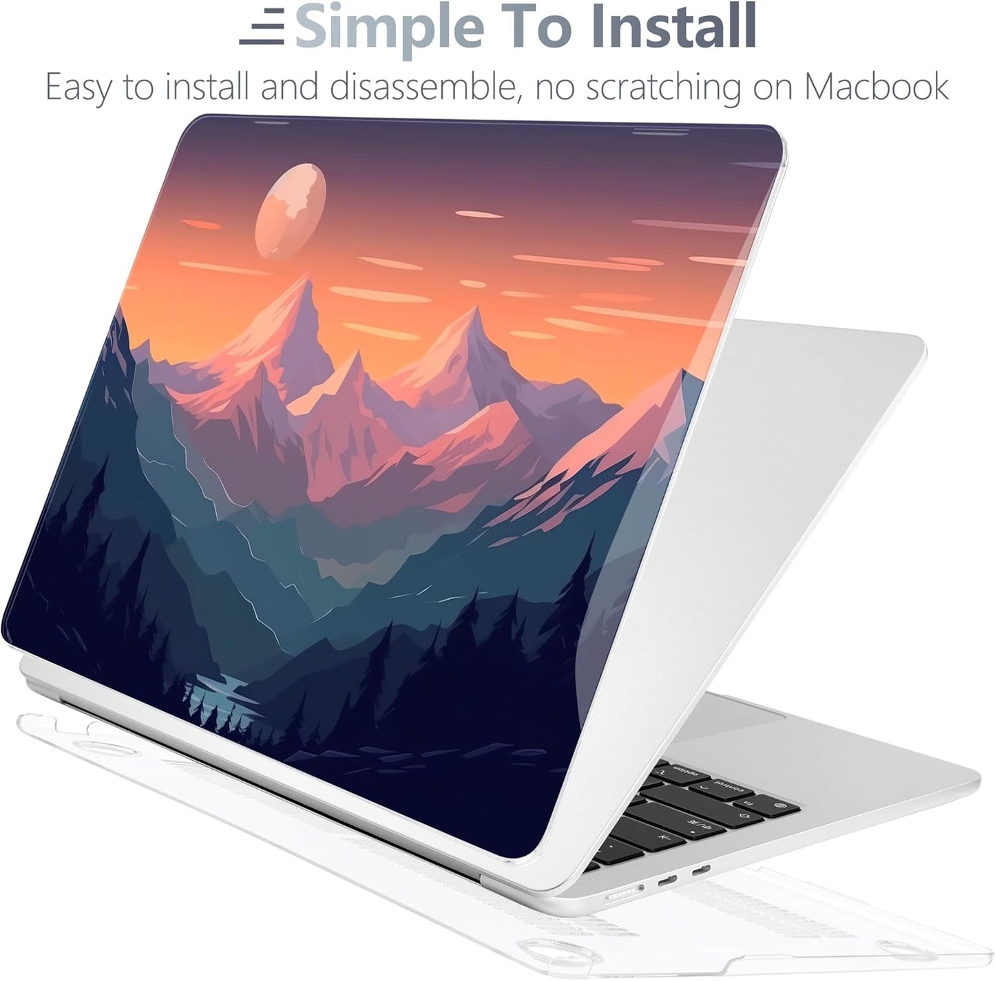 Batianda Premium Case for New MacBook Air 15 inch 2025 M4 2024 2023 with M3 M2 Chip Model A3114 A2941, Designed Protective Plastic Hardshell & Keyboard Cover & Screen Protector, Sunset