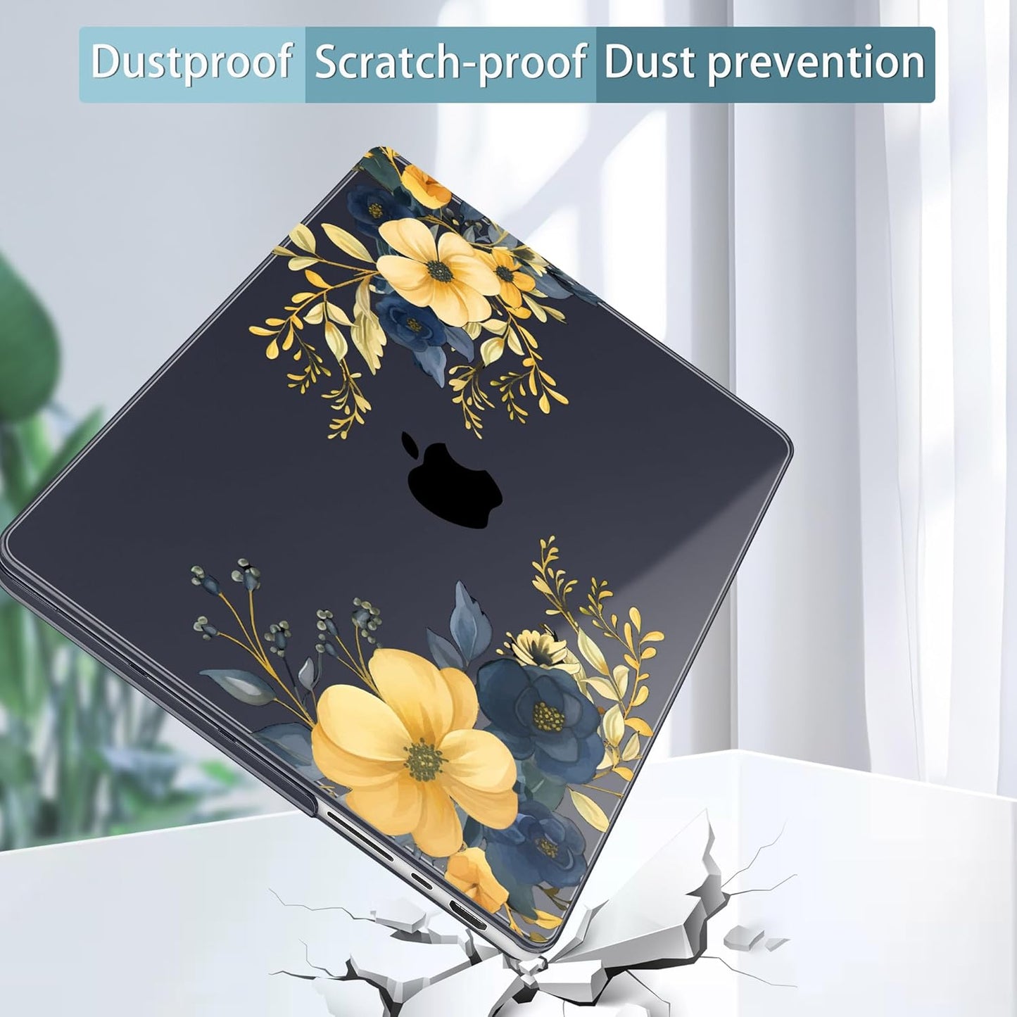 Tuiklol for MacBook Pro 14 Inch Case 2024-2021 Release M4 A3112 A3401 A3185/M3 A2918 A2992/M2 A2779/M1 A2442 Pro/Max,Hard Shell Case with Keyboard Cover & Screen Protector for Touch ID,Leaves & flower