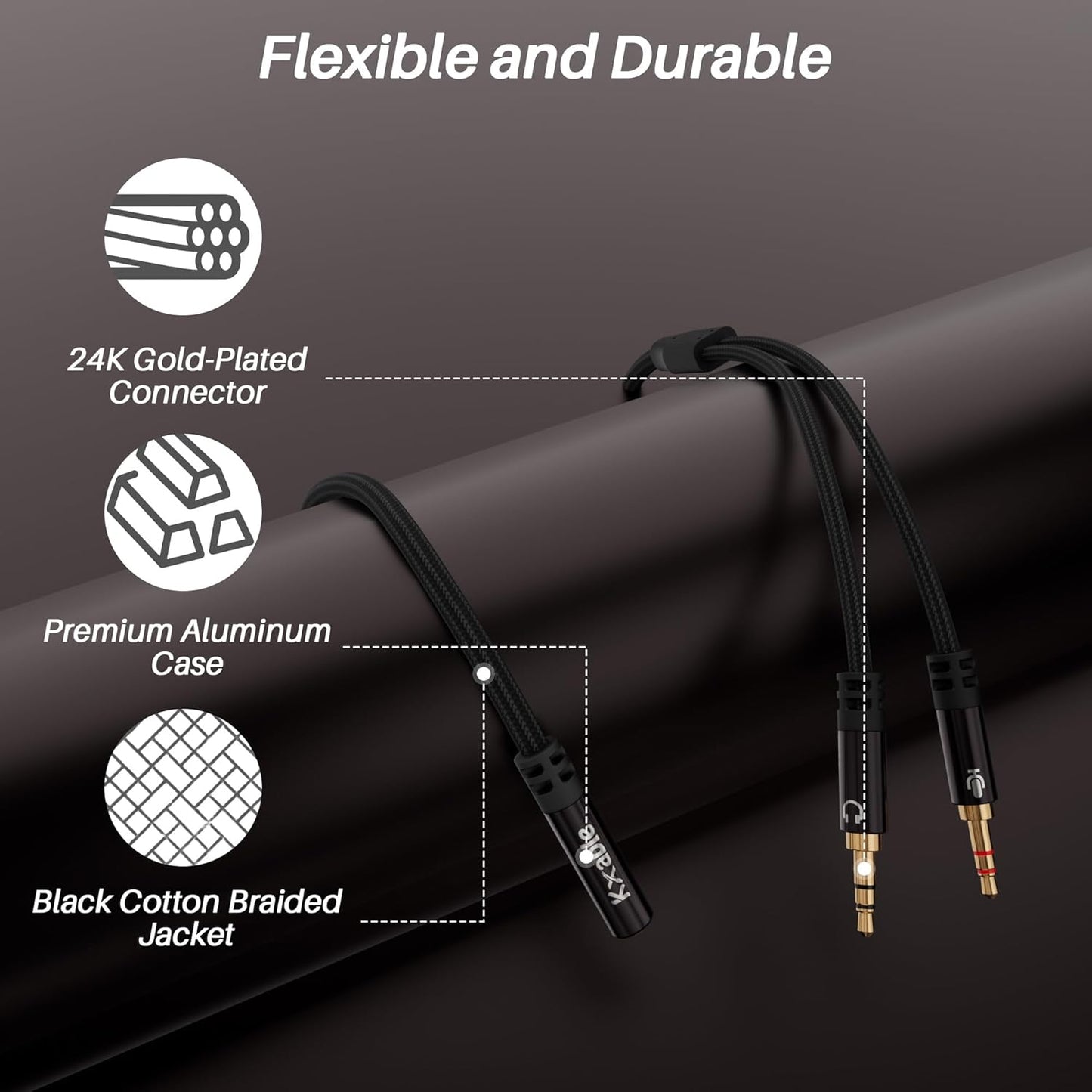 Headphone Splitter for Computer, 3.5mm Female to Dual 3.5mm Male Audio Splitter Cable, Stereo Jack Earphones Headset to PC Laptop Adapter, 1/8inch 2-in-1 Y Separator Aux Dongle Converters, 6FT