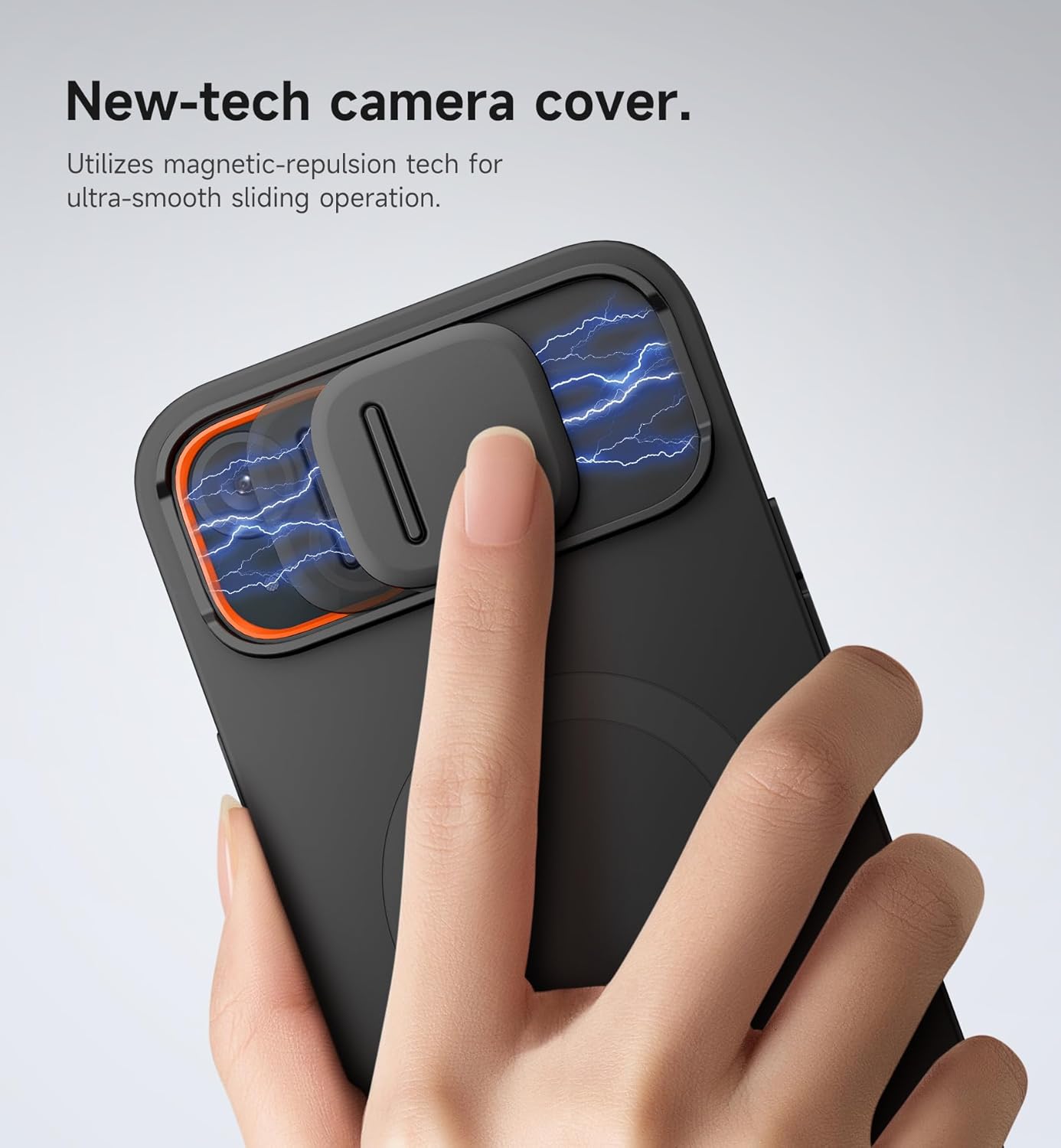 SURITCH for iPhone 14 Plus/15 Plus Case with Magnetic Camera Slide Cover and Adjustable Kickstand, Compatible with MagSafe, Shockproof Bumper Case Slim Protective Cover 6.7 Inch, Black